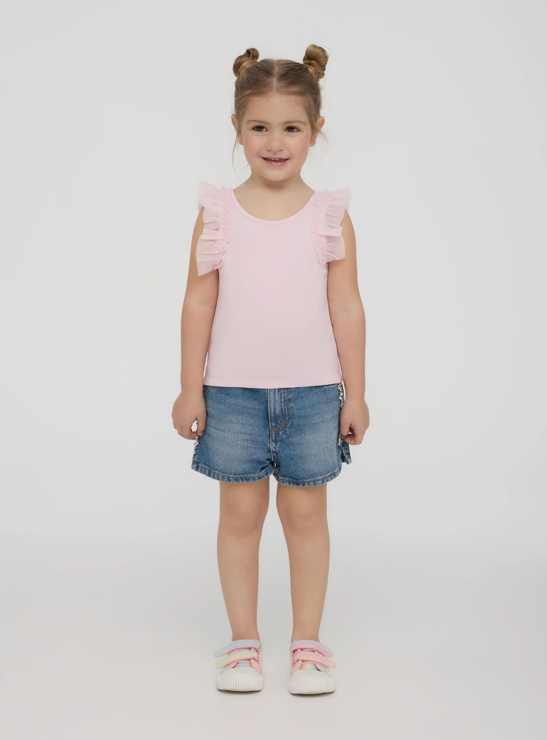 Top spalle larghe in tulle