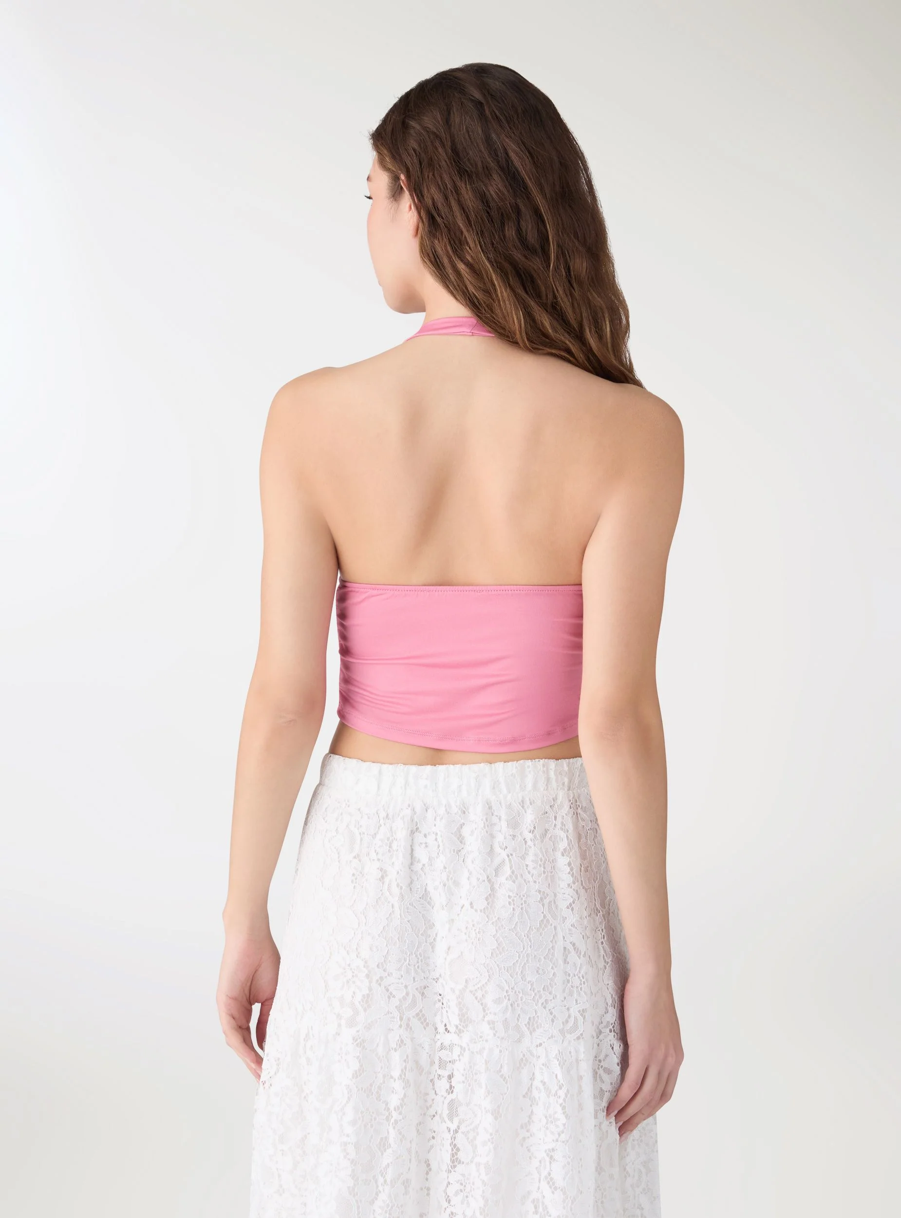 Top sportivo halterneck a tinta unita - Image 3