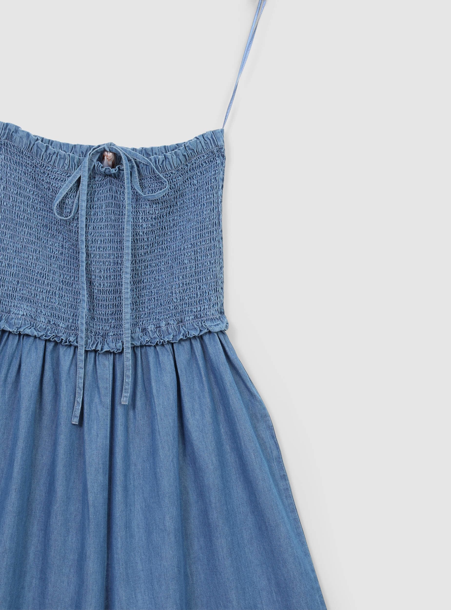 Tuta lunga chambray con punto smock - Image 6