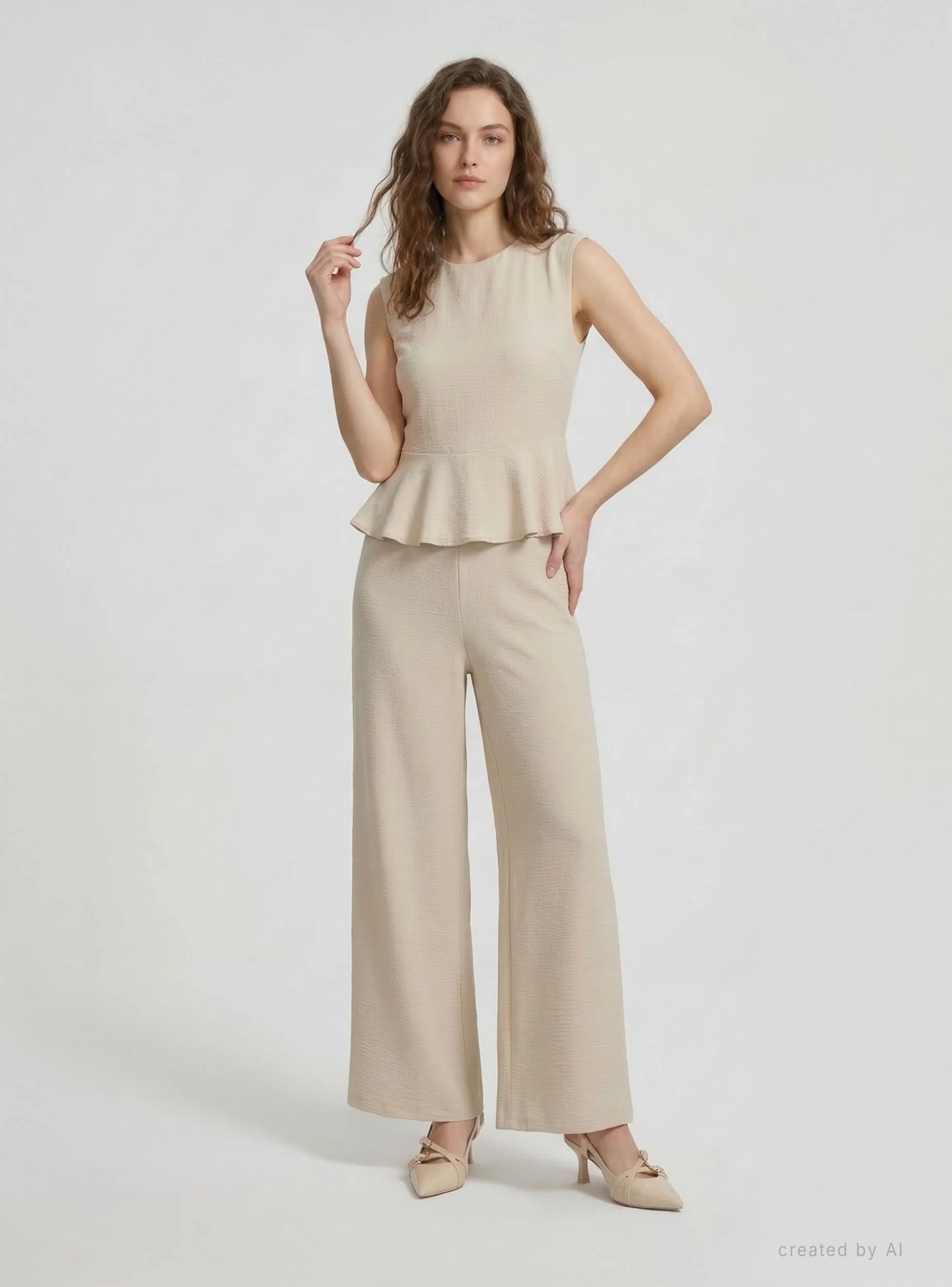 Tuta smanicata con peplum