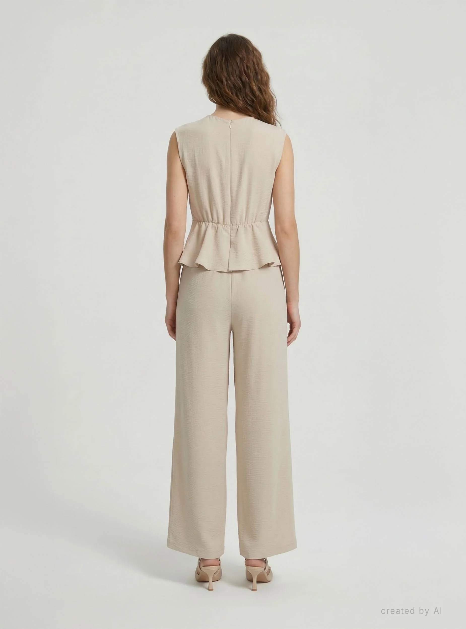 Tuta smanicata con peplum - Image 2