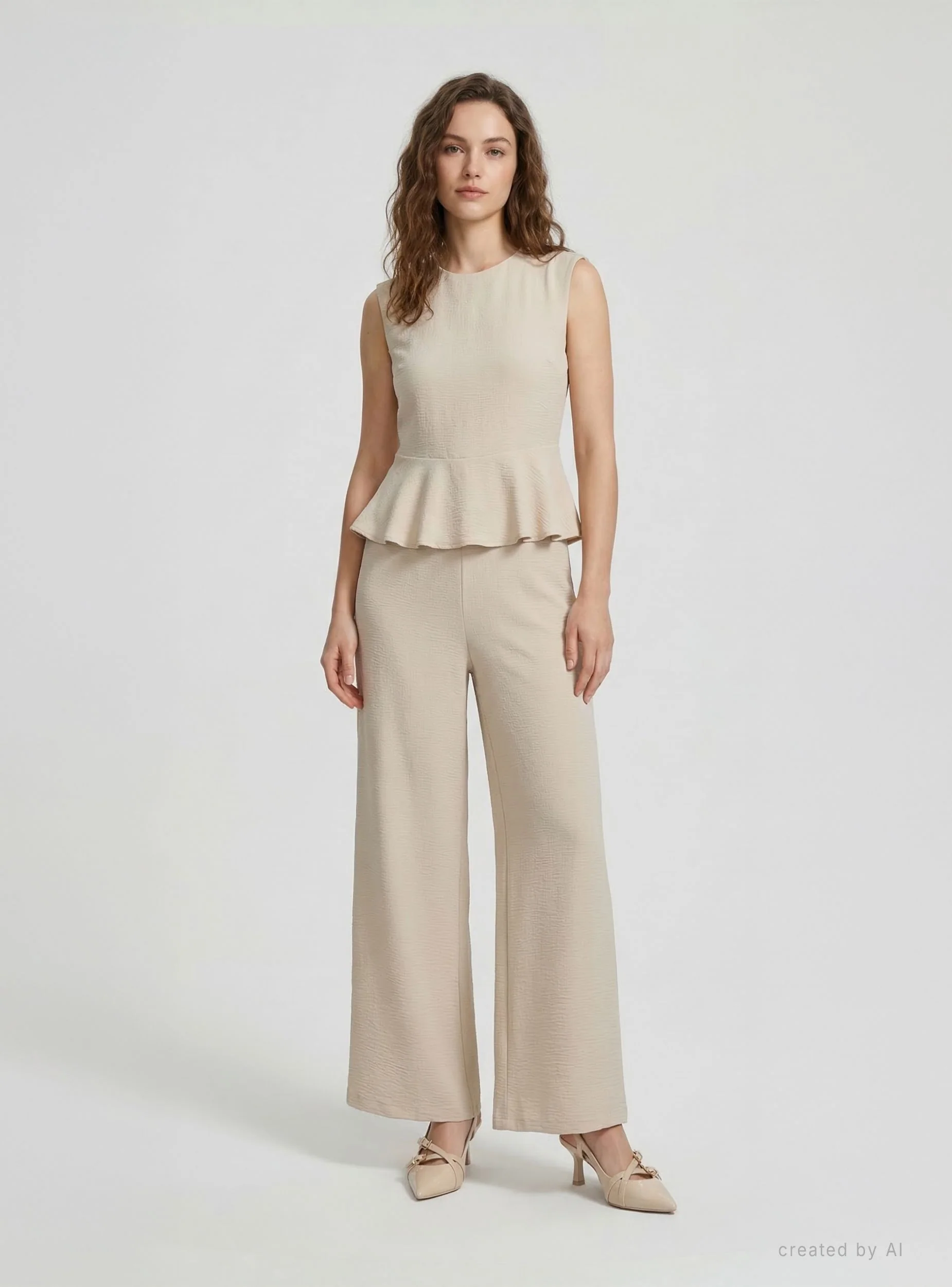 Tuta smanicata con peplum - Image 3