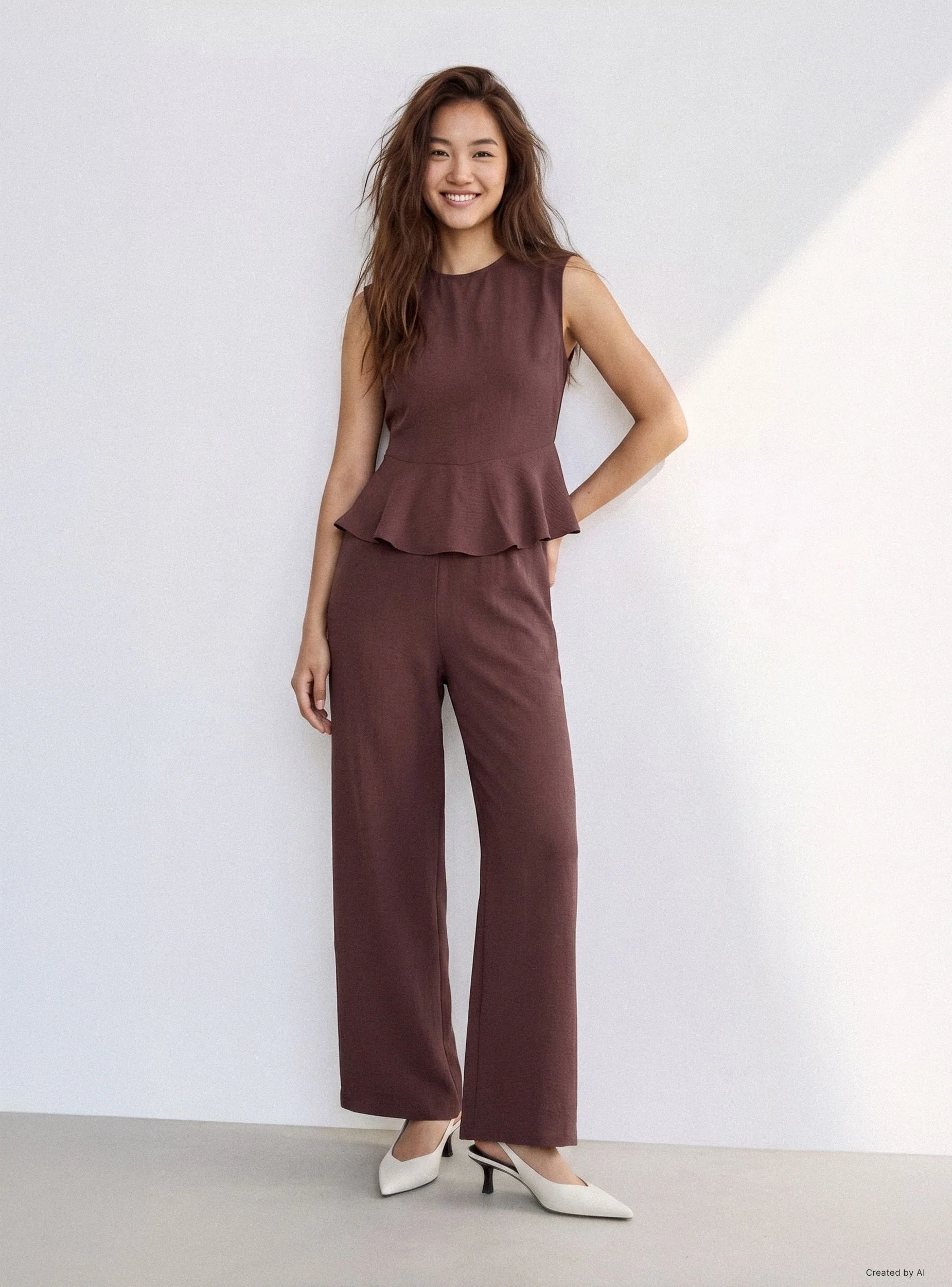Tuta smanicata con peplum - Image 7