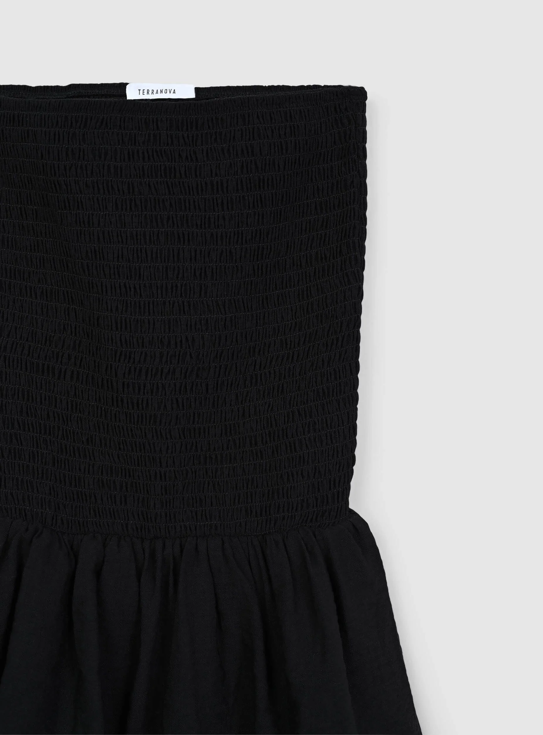Vestito a fascia con punto smock e balze - Image 7