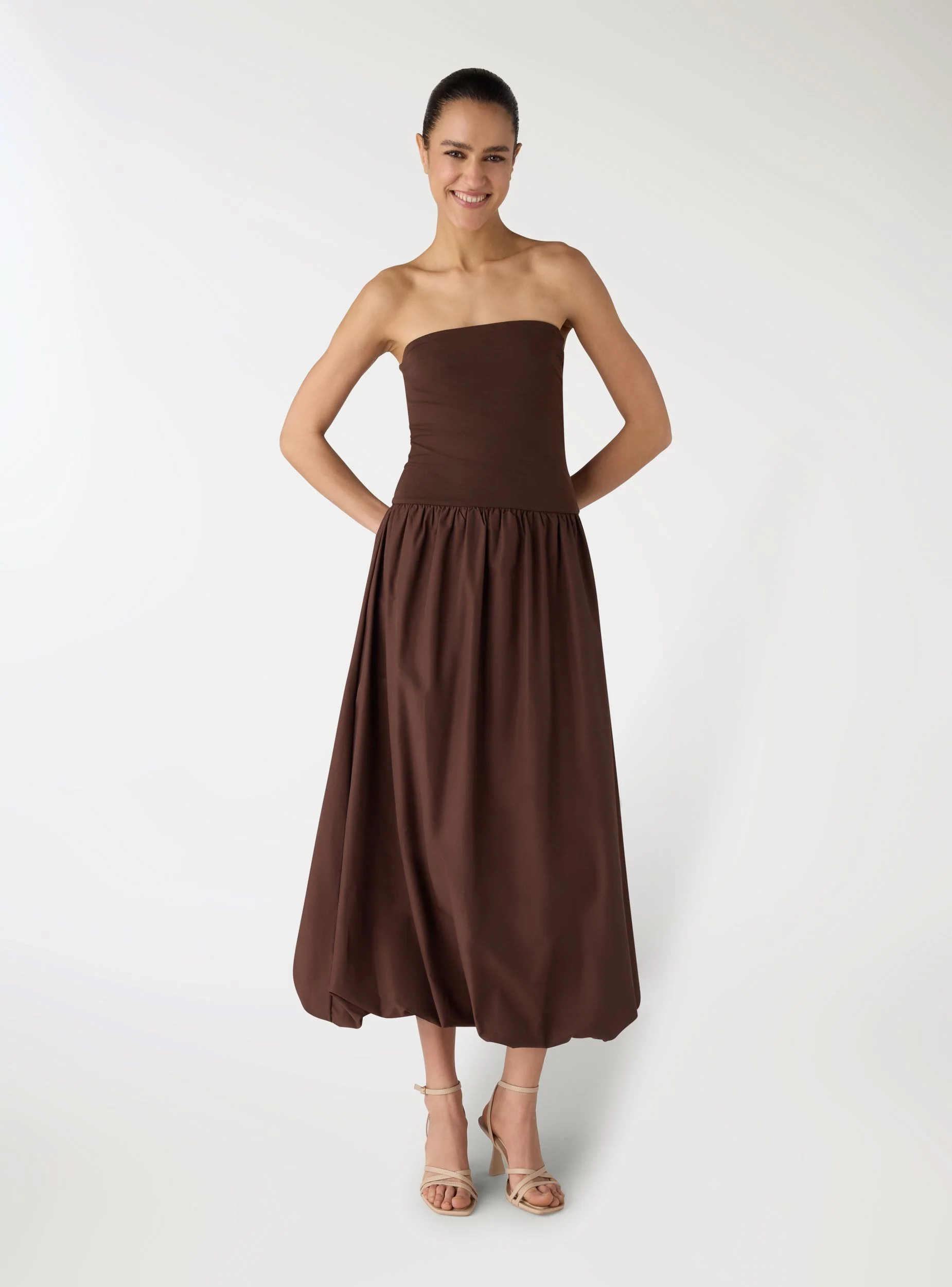 Vestito a spalle scoperte bitessuto con gonna balloon - Image 2