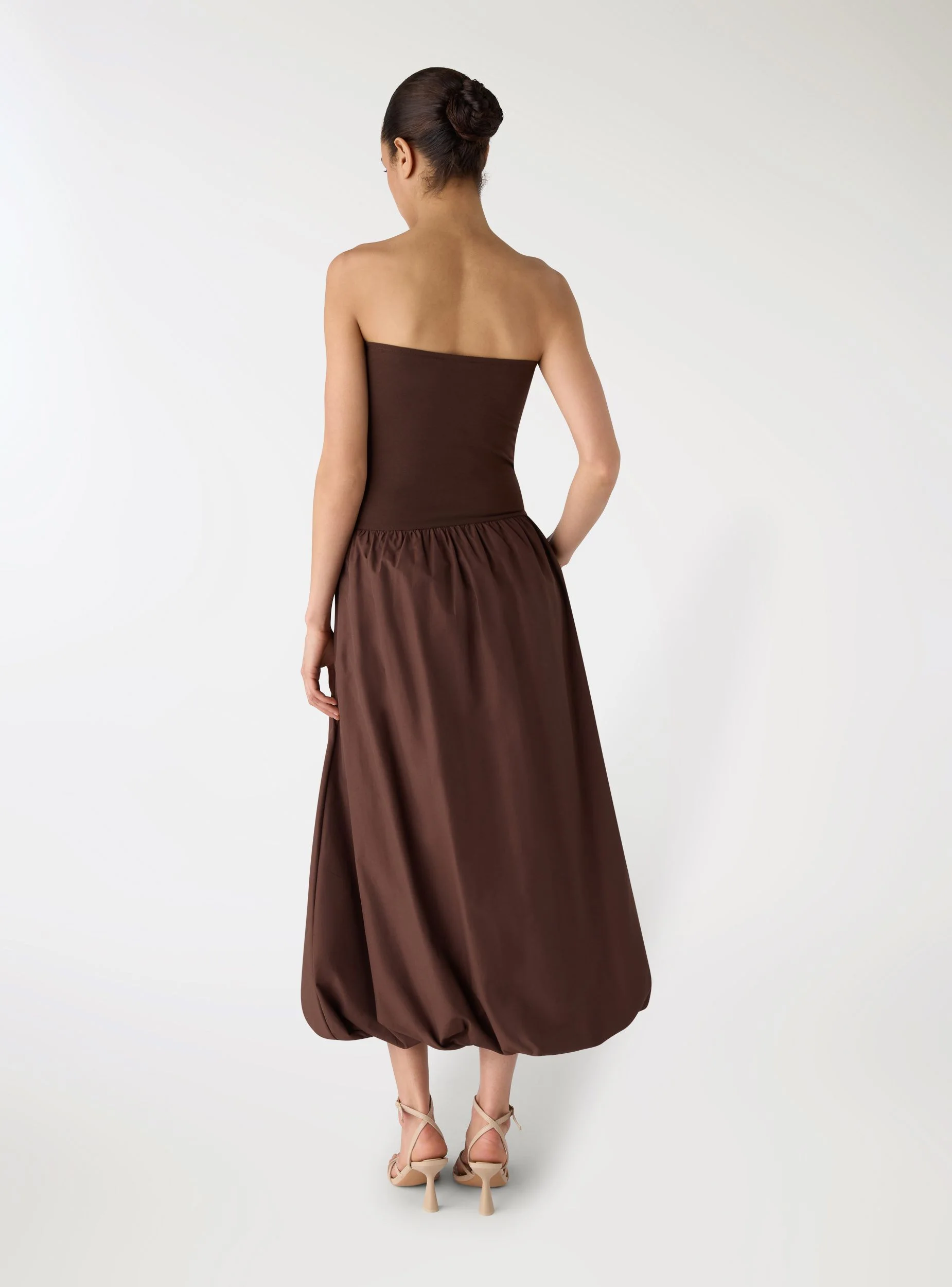 Vestito a spalle scoperte bitessuto con gonna balloon - Image 3