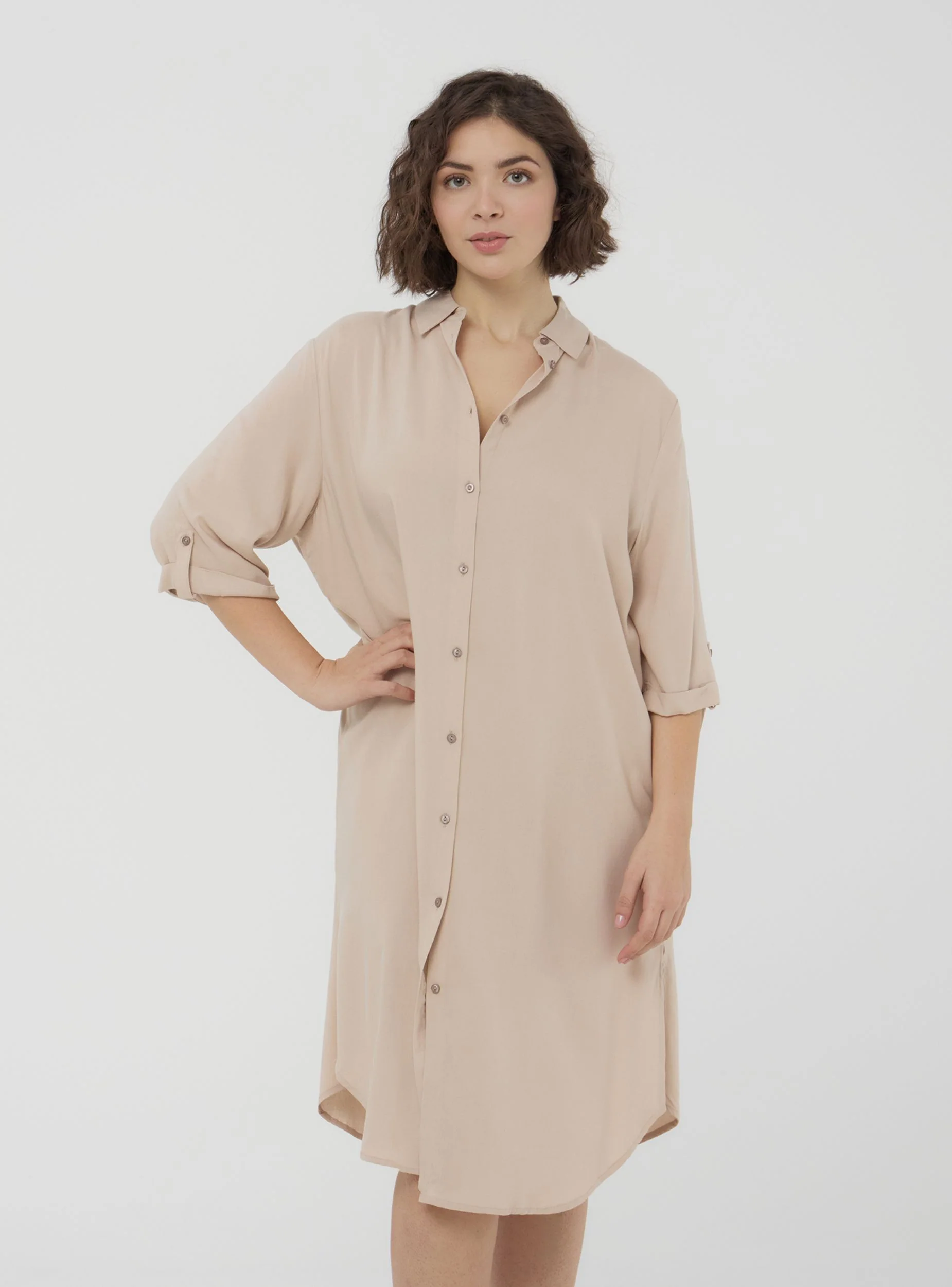 Vestito camicia maxi tinta unita - Image 2