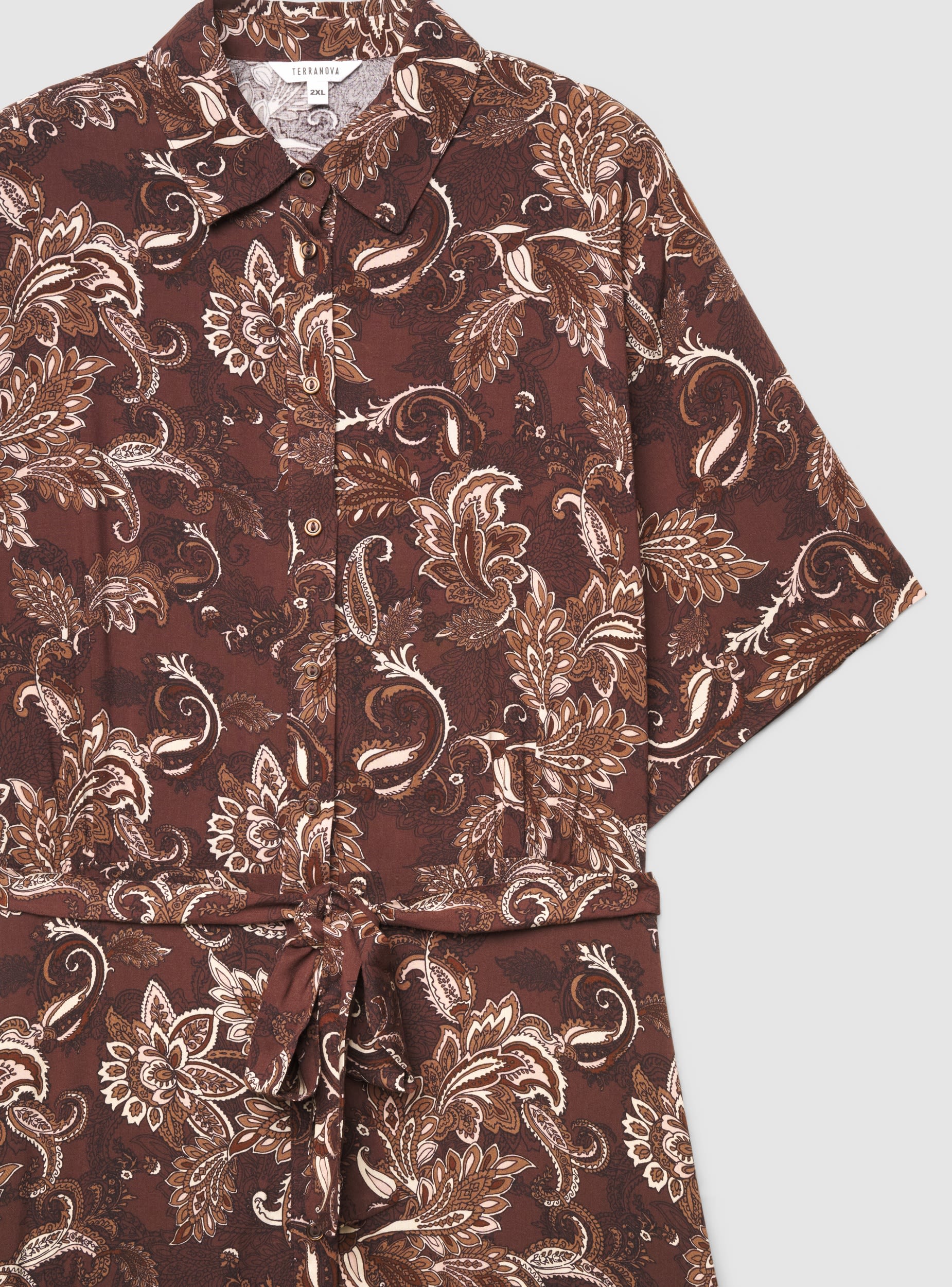 Vestito chemisier con cintura e fantasia - Image 3