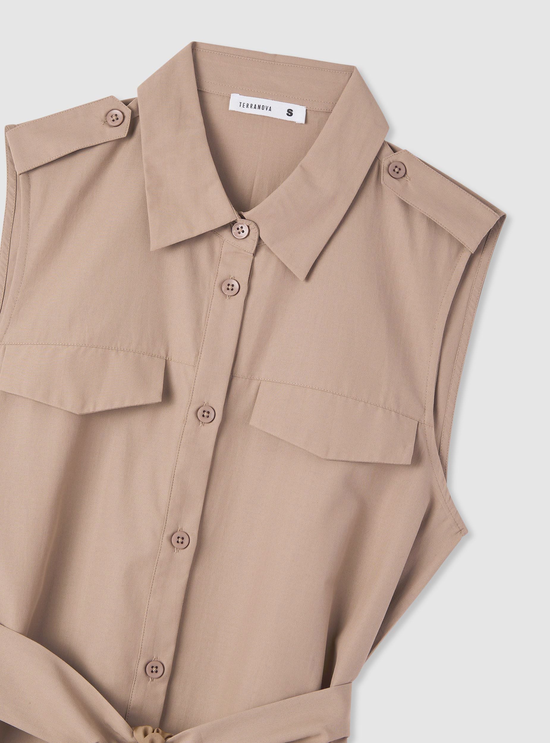 Vestito chemisier smanicato con cintura - Image 5