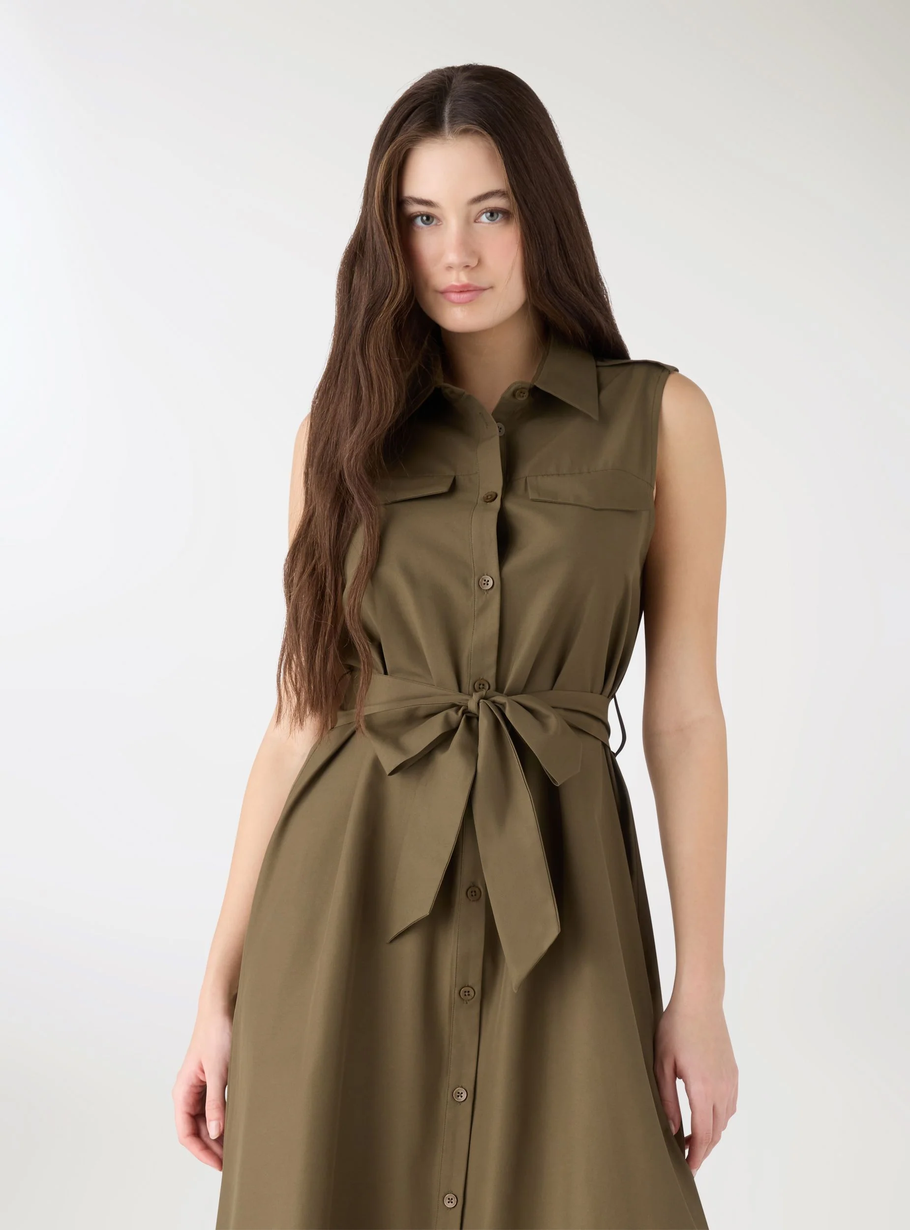 Vestito chemisier smanicato con cintura - Image 2