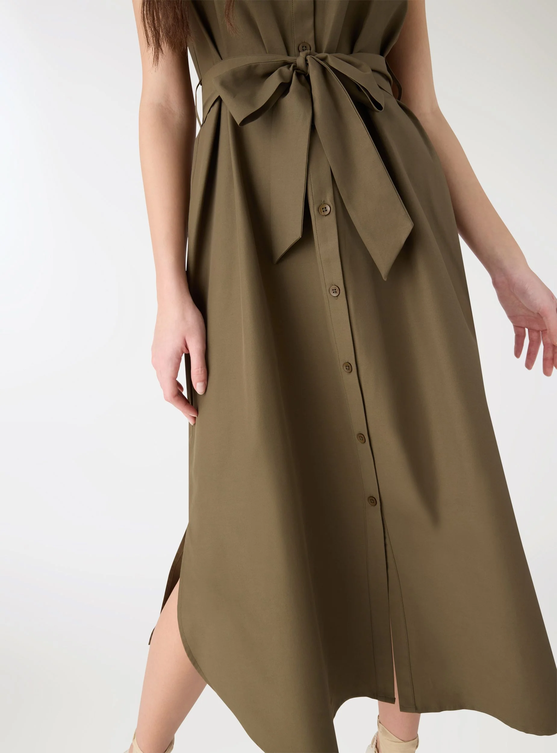 Vestito chemisier smanicato con cintura - Image 4