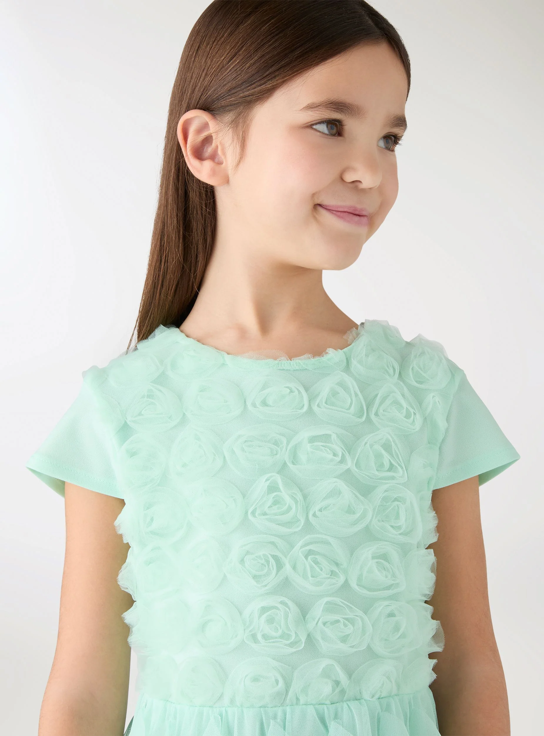 Vestito con applicazioni floreali e balze - Image 3