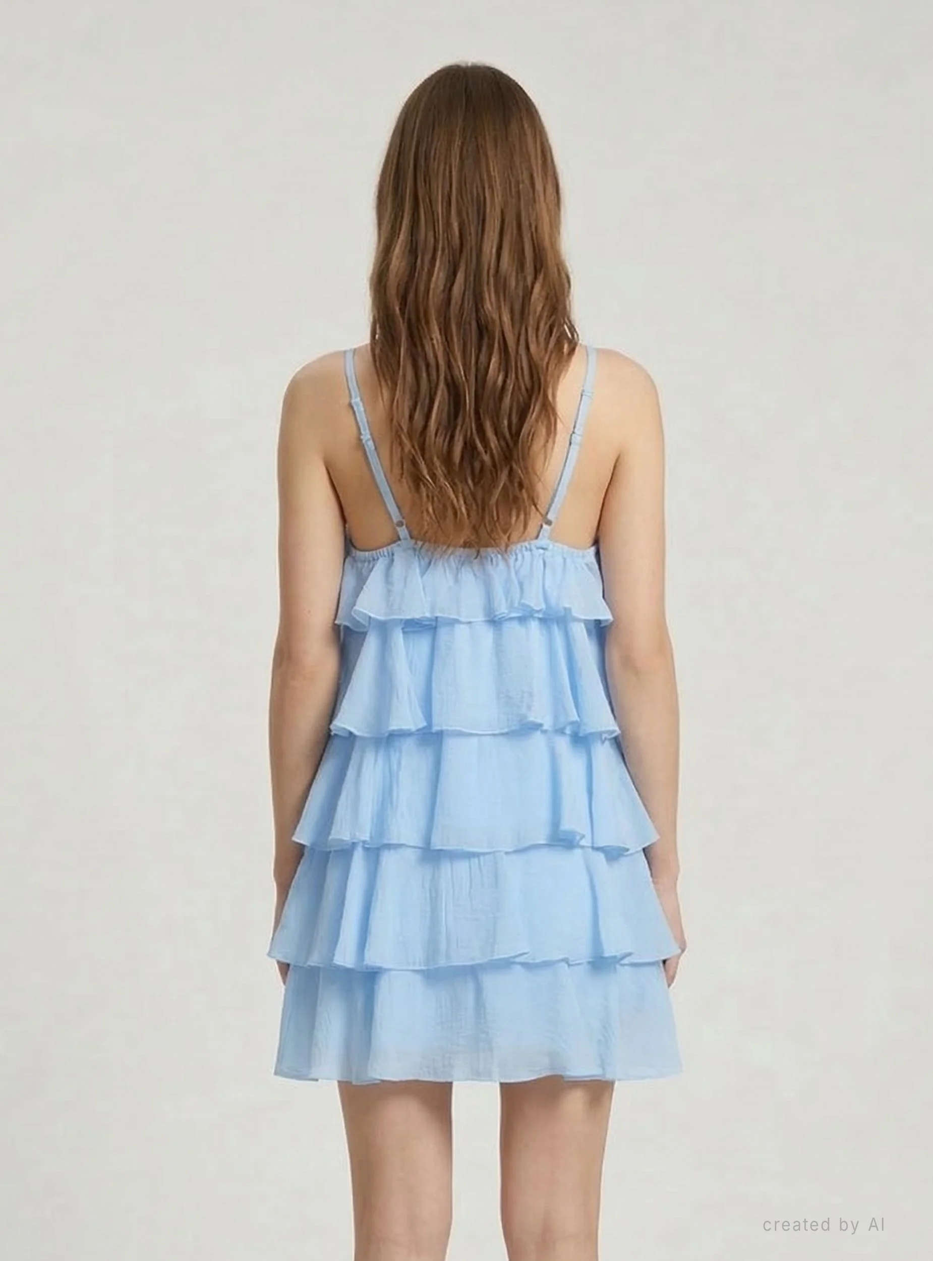 Vestito con balze a tinta unita - Image 4