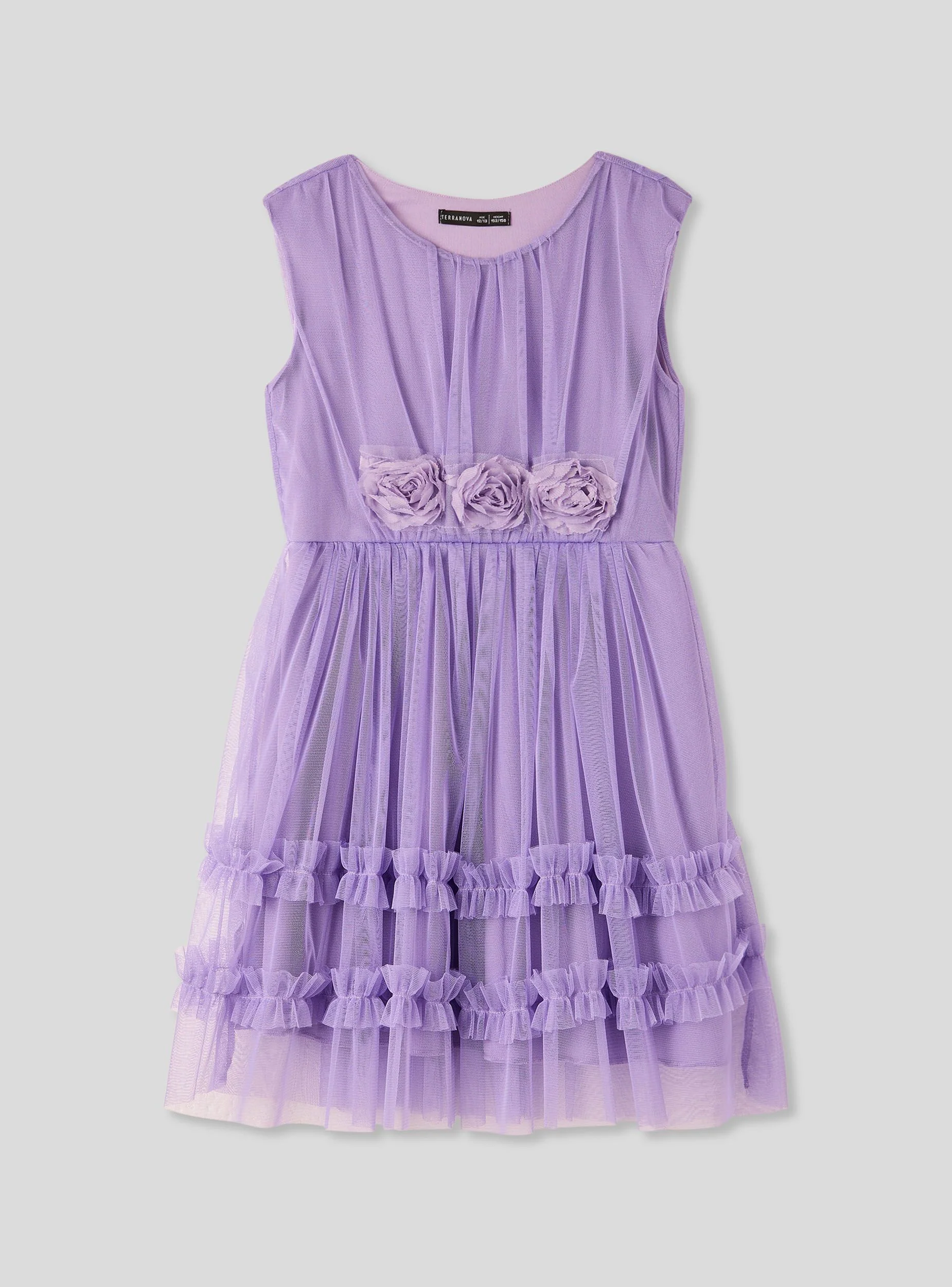 Vestito con balze e applicazioni floreali - Image 4