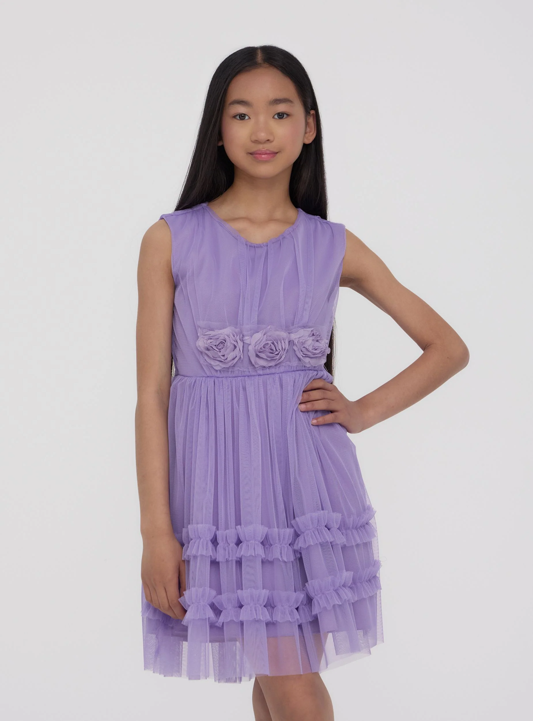 Vestito con balze e applicazioni floreali - Image 7