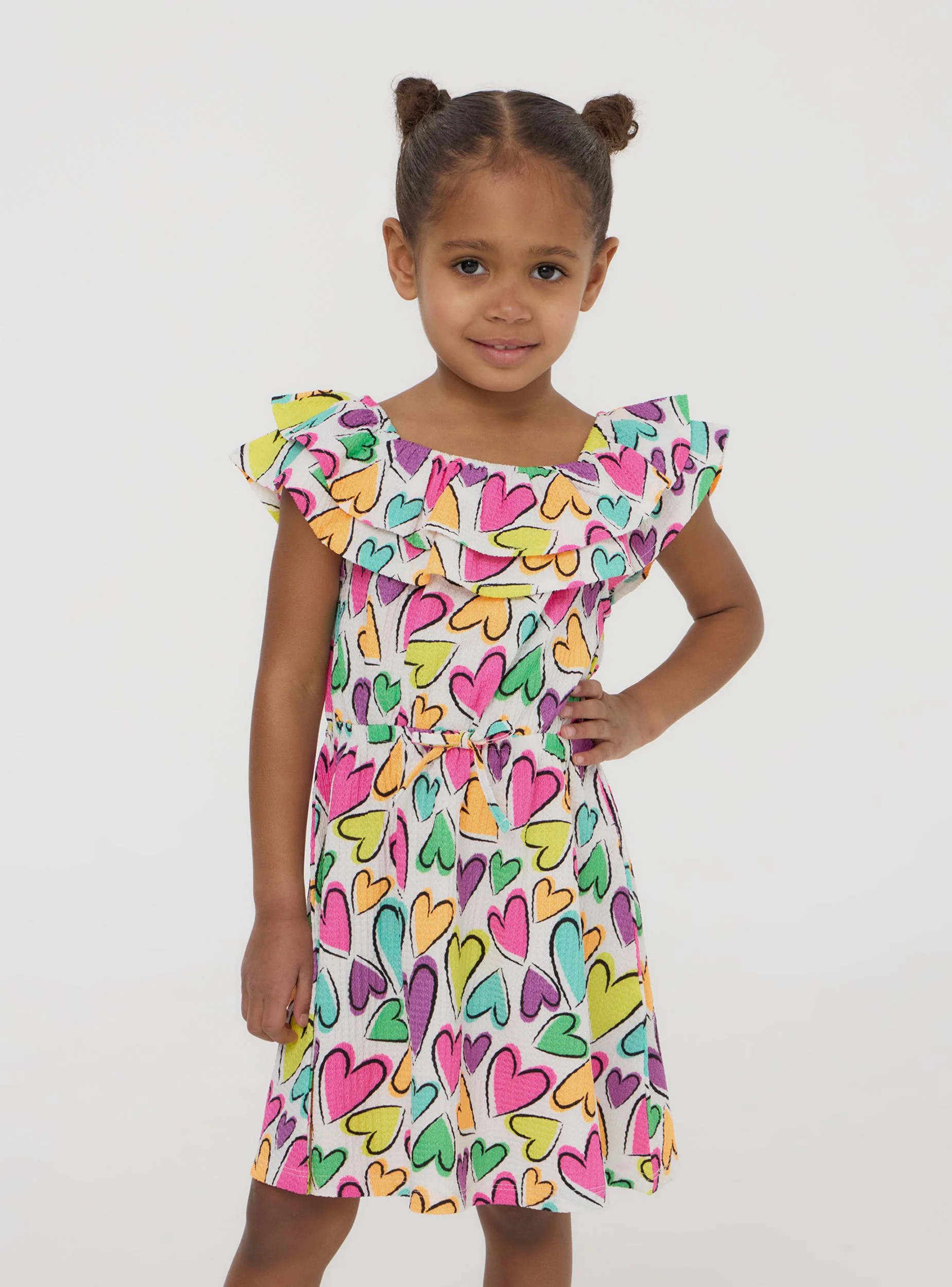 Vestito con cuori multicolore