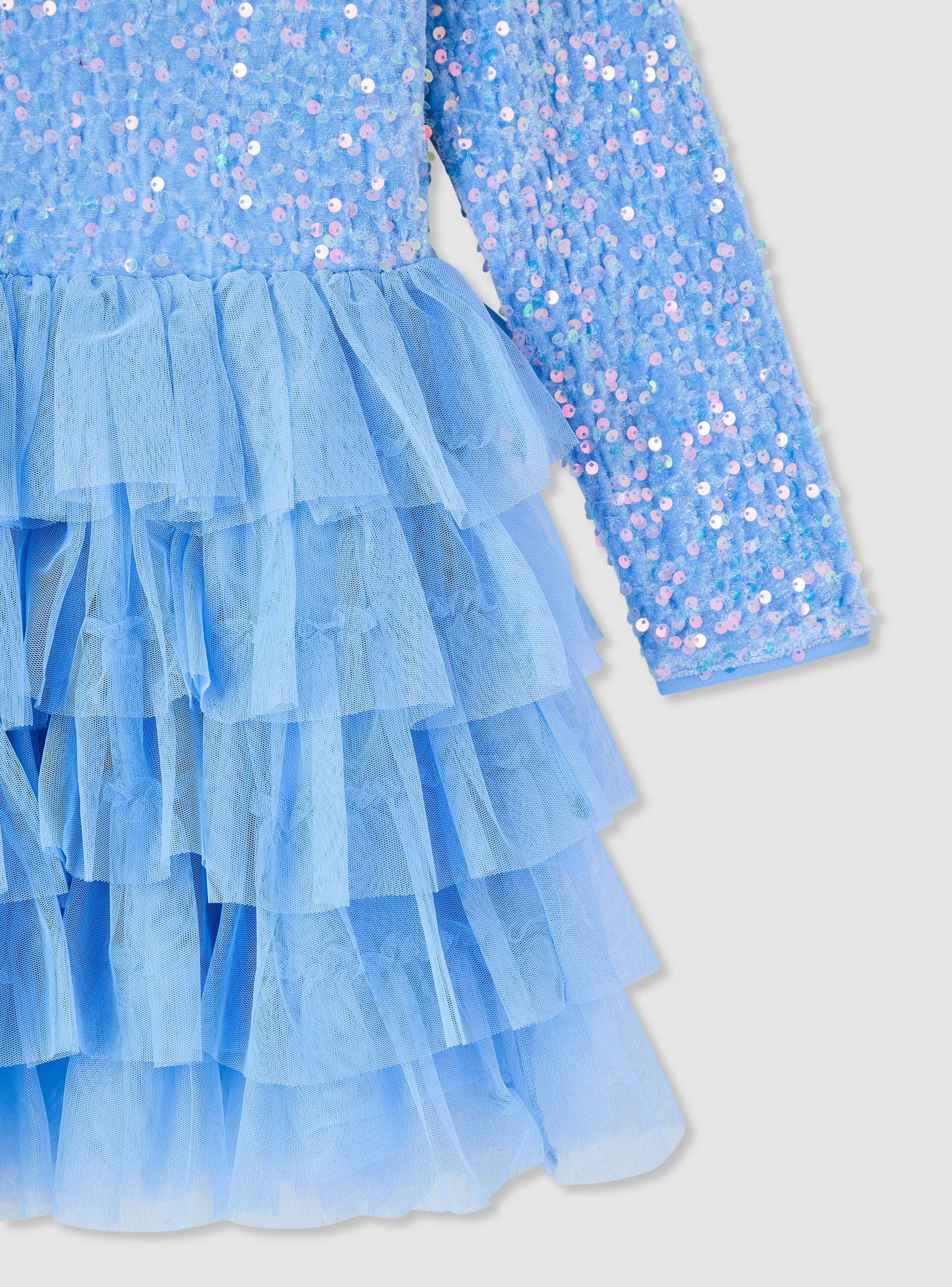 Vestito con paillettes e gonna a balze in tulle - Image 6
