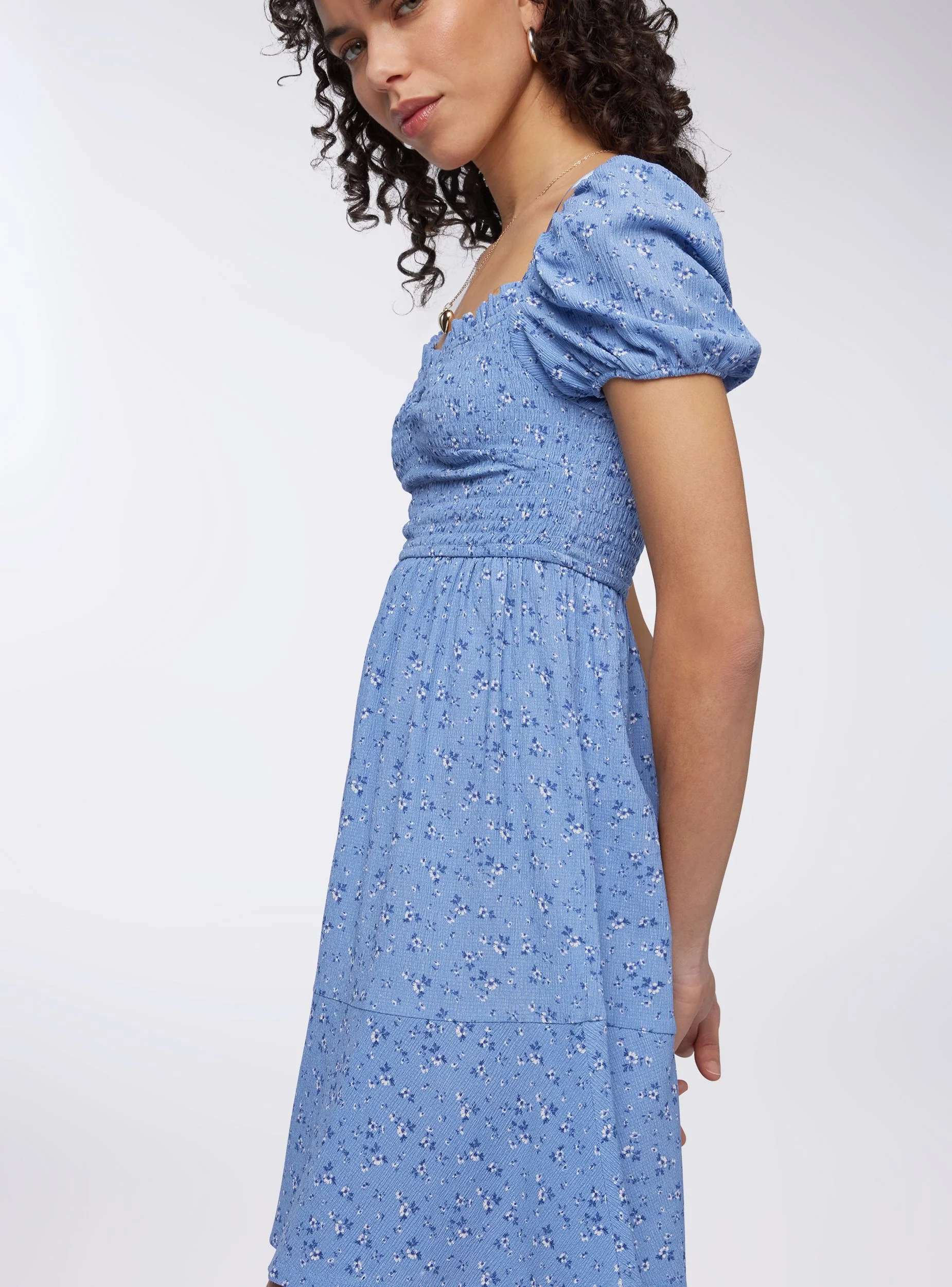 Vestito con punto smock floreale - Image 4