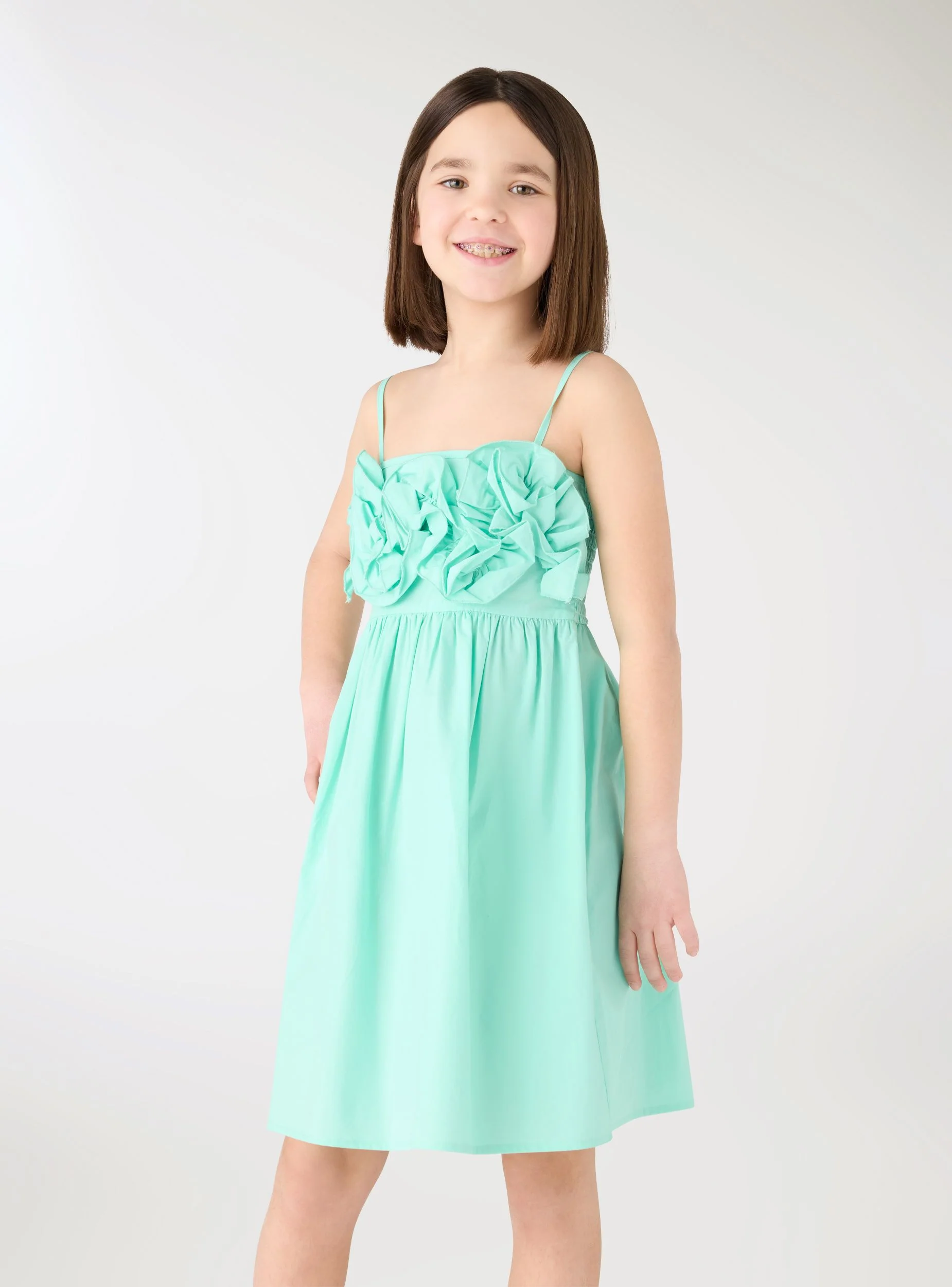 Vestito con spalline sottili e maxi rouches - Image 4