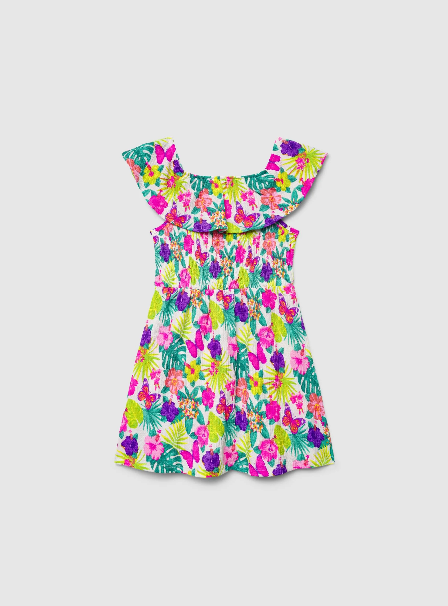 Vestito con stampa floreale e balze - Image 4