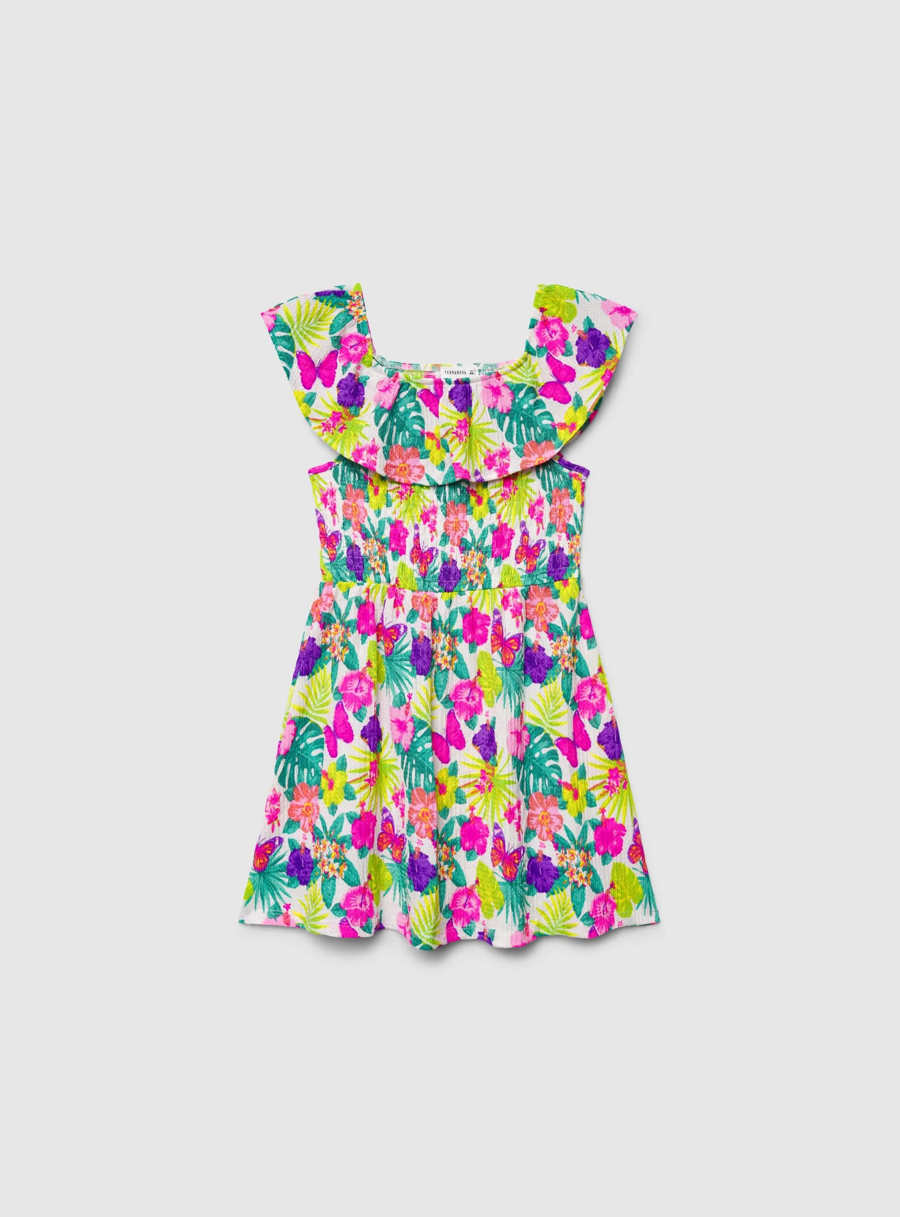 Vestito con stampa floreale e balze - Image 5