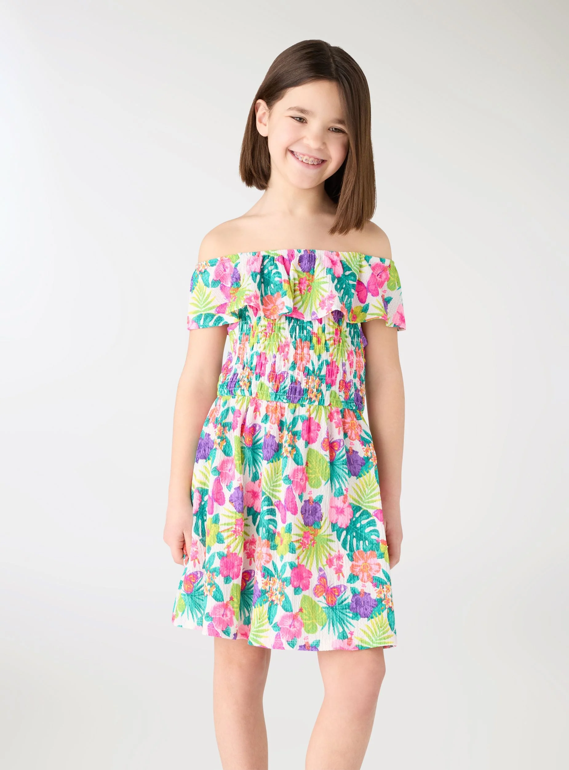 Vestito con stampa floreale e balze - Image 7