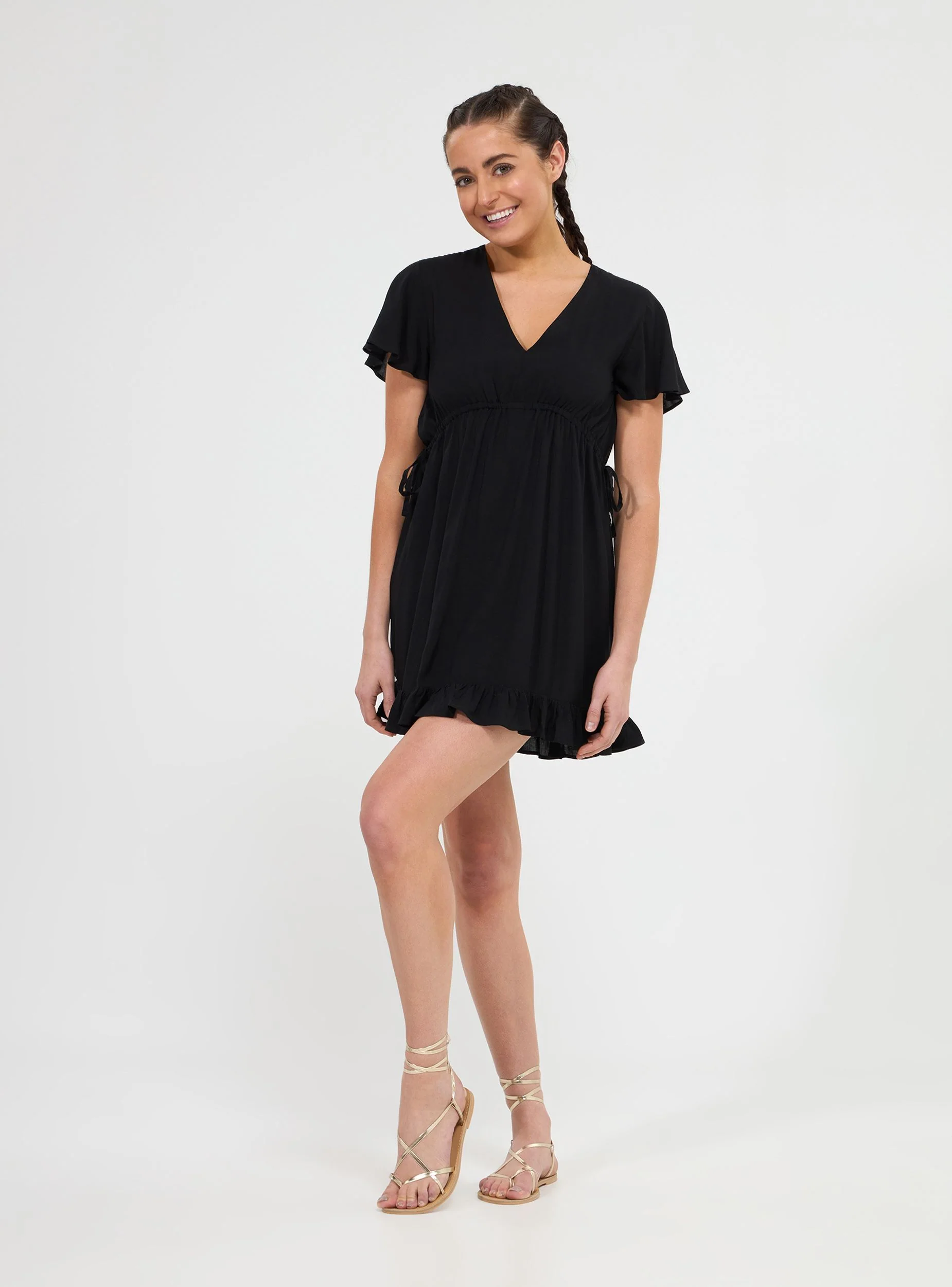 Vestito corto con coulisse e balza - Image 2