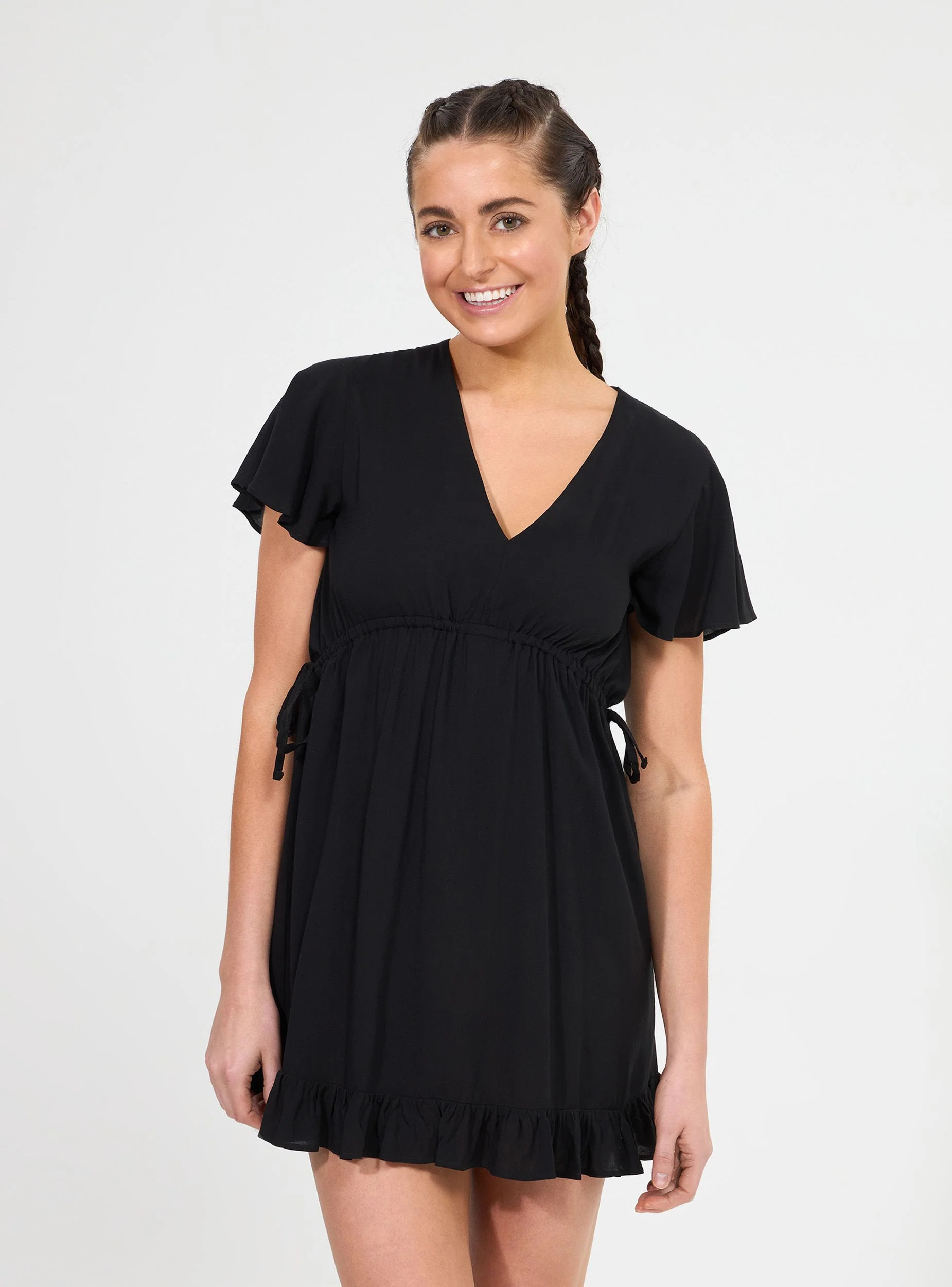 Vestito corto con coulisse e balza - Image 7