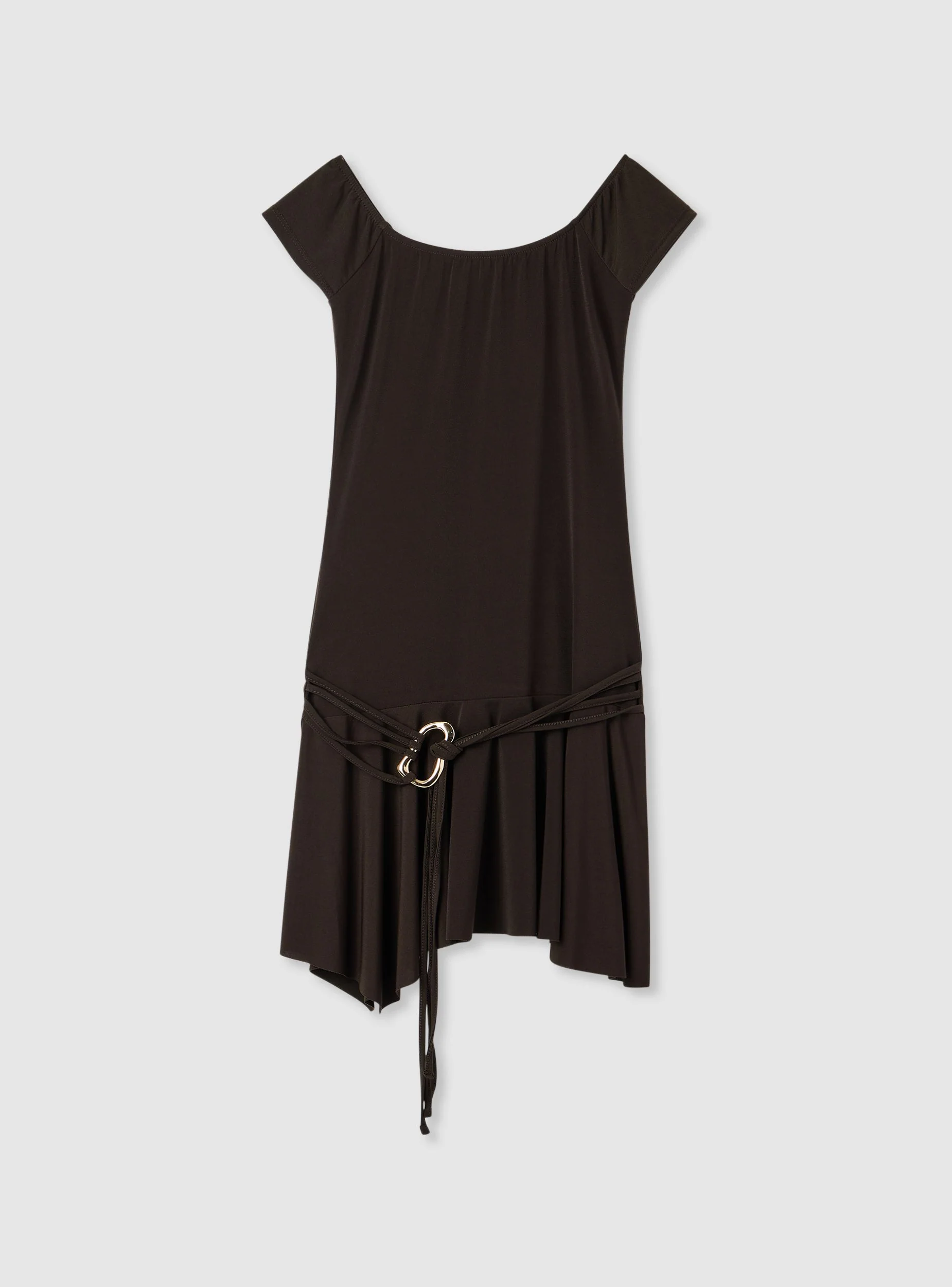 Vestito corto con spalle scoperte e cintura - Image 5