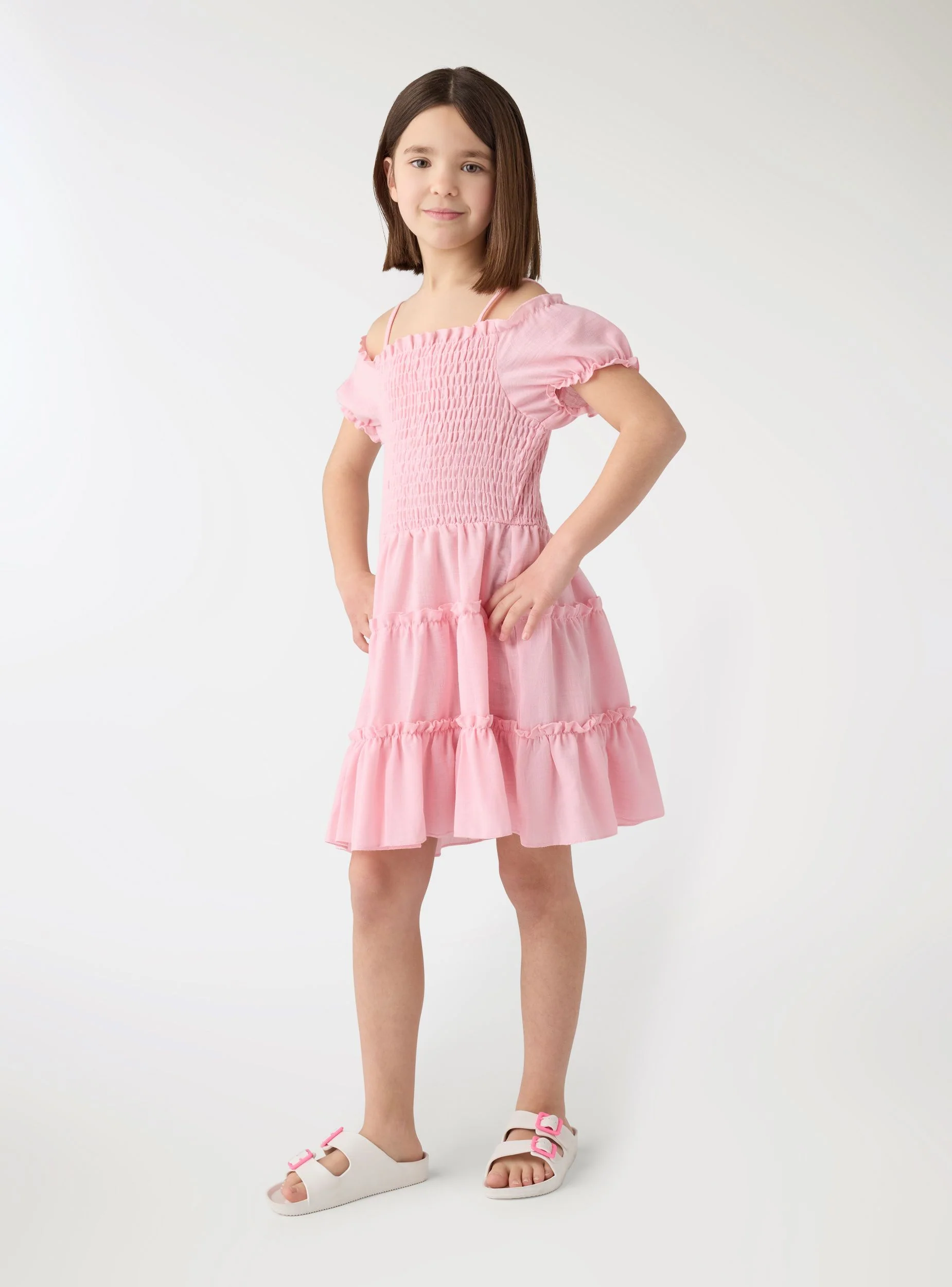 Vestito effetto lino con gonna a balze - Image 2