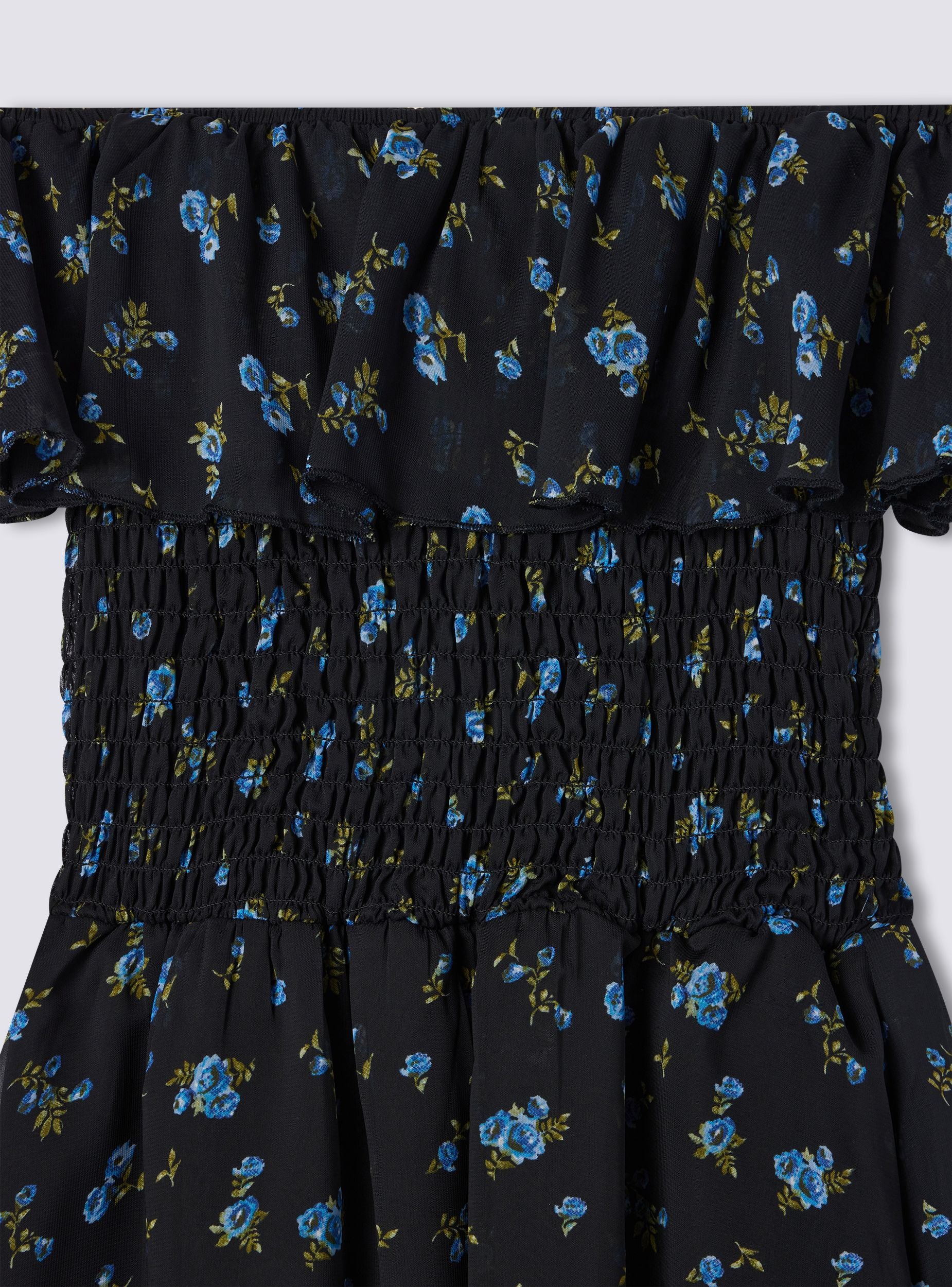 Vestito floreale con balza e spalle scoperte - Image 6