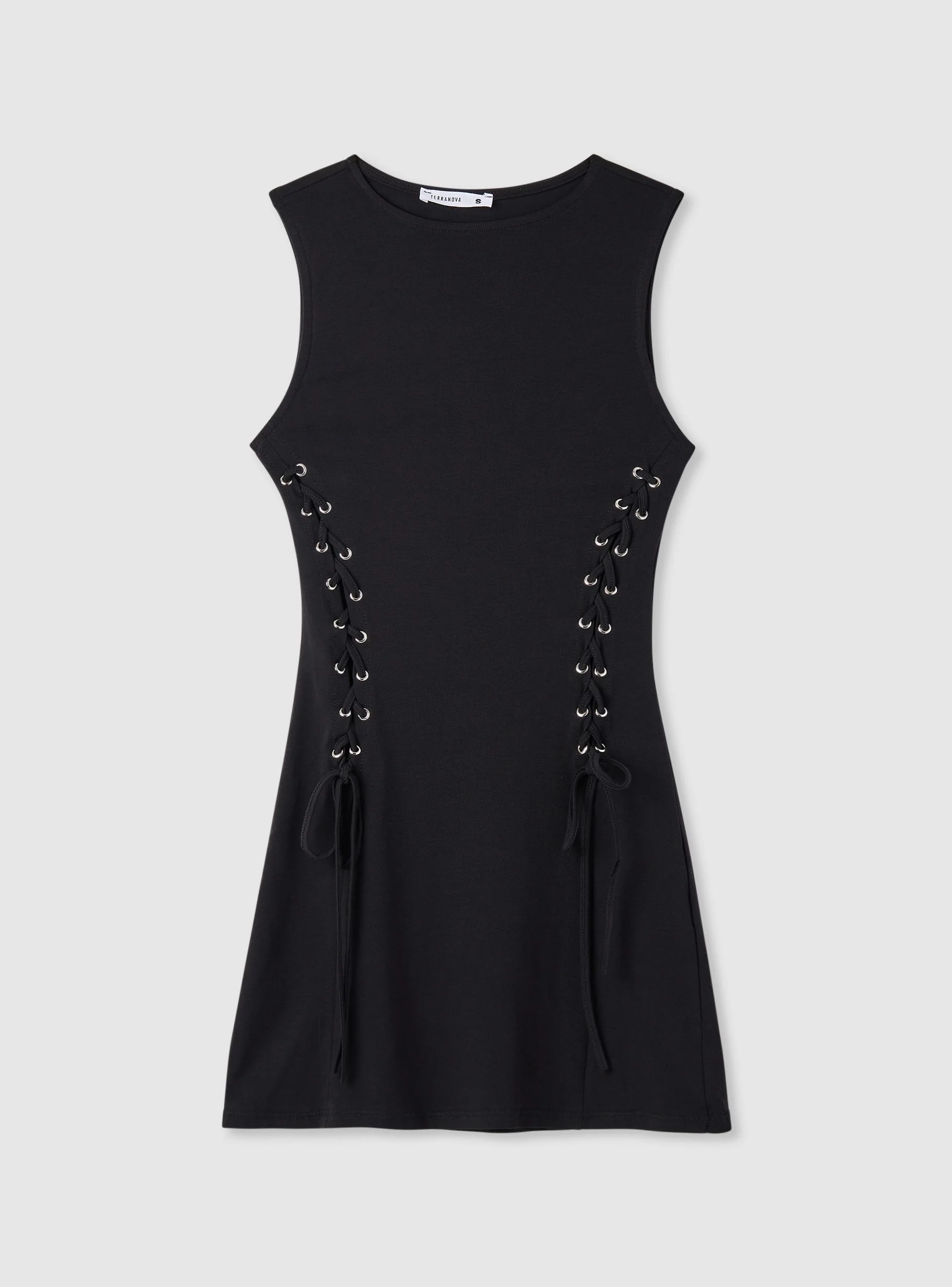 Vestito girocollo con allacciatura laterale
