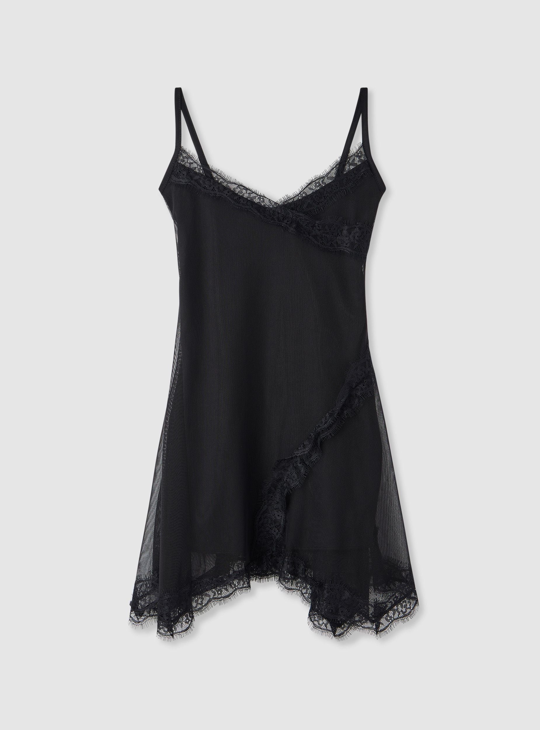 Vestito lingerie in tulle con inserti in pizzo