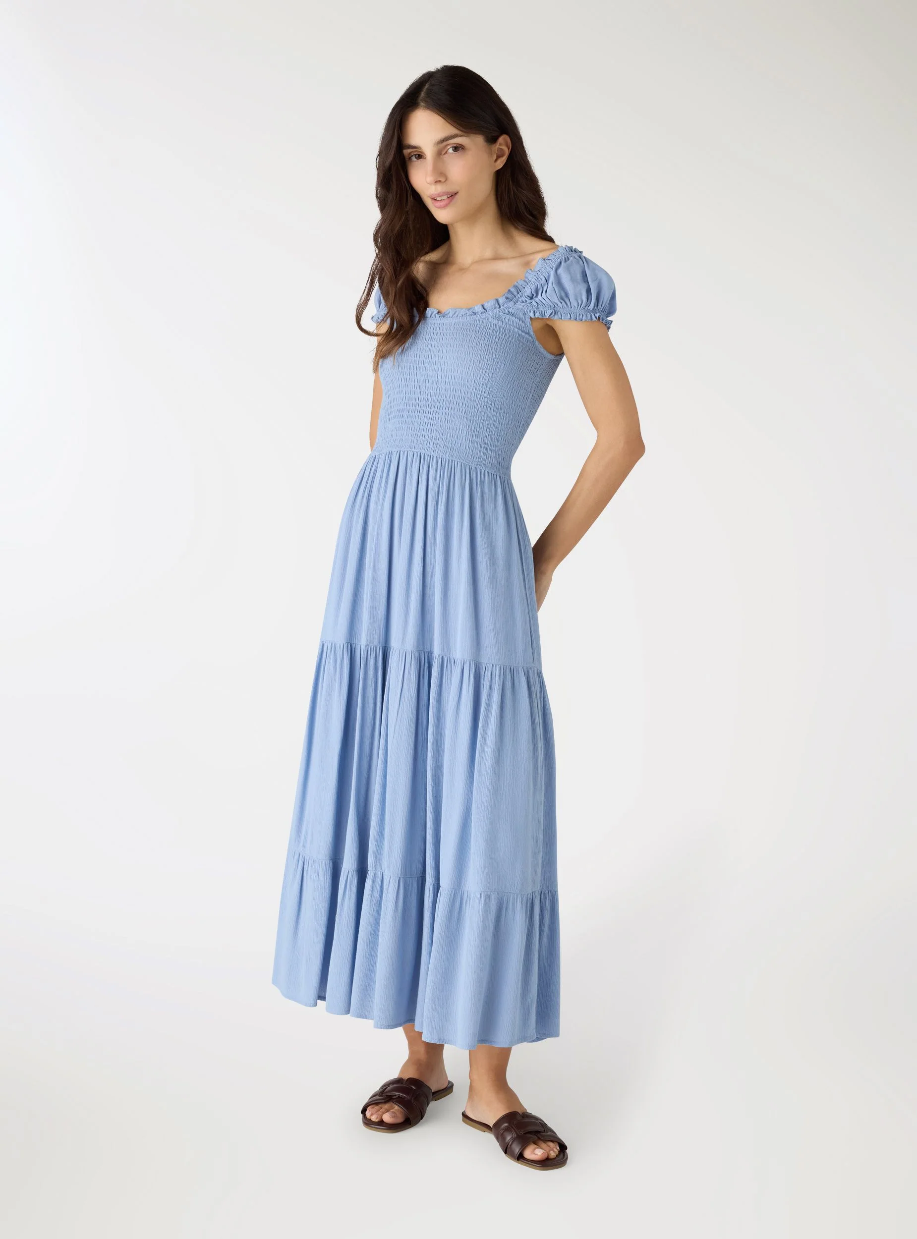 Vestito lungo a balze con spalline arricciate - Image 2