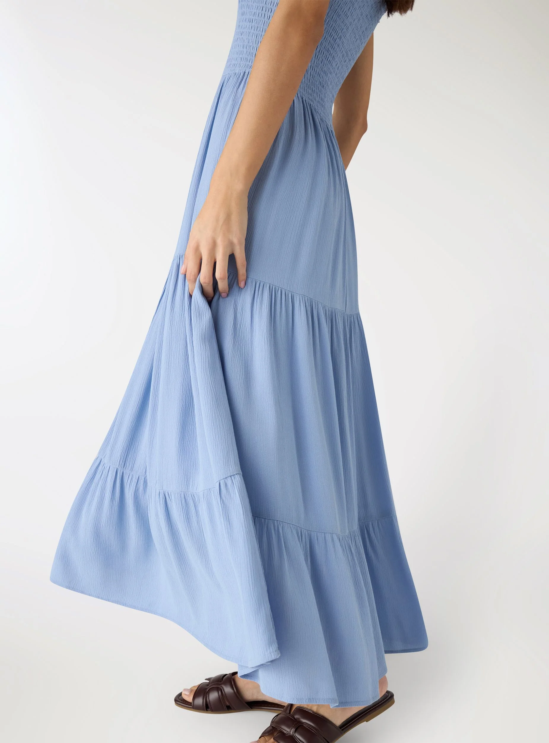 Vestito lungo a balze con spalline arricciate - Image 3