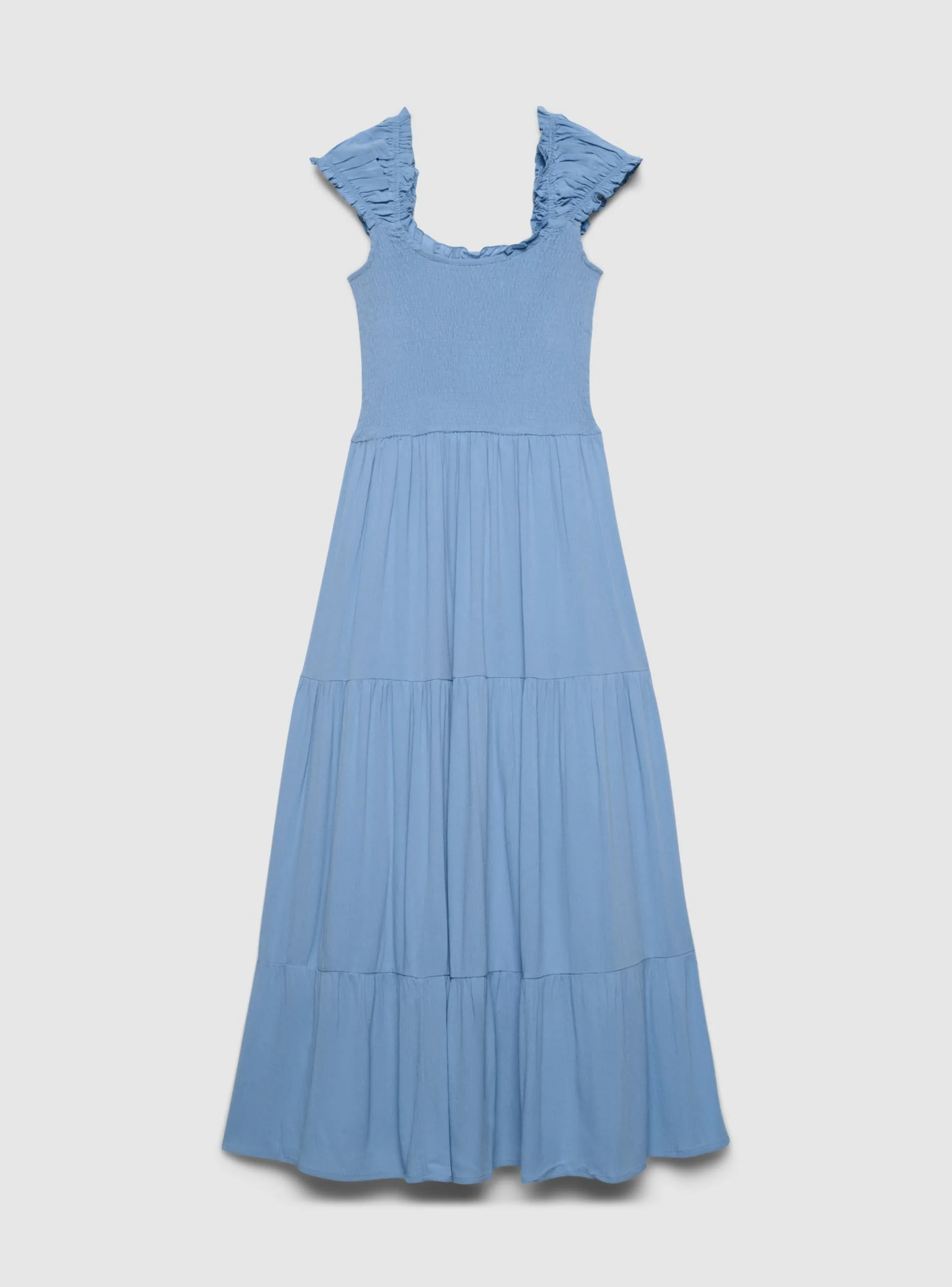 Vestito lungo a balze con spalline arricciate - Image 5