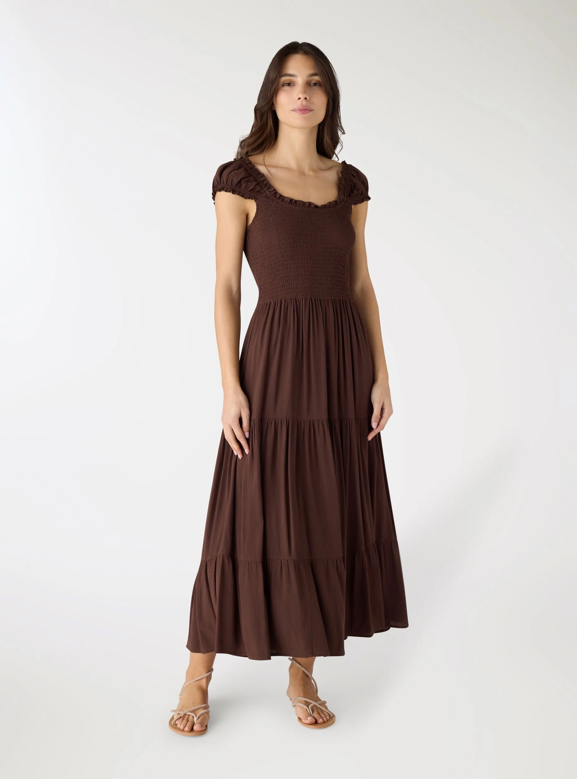 Vestito lungo a balze con spalline arricciate - Image 2