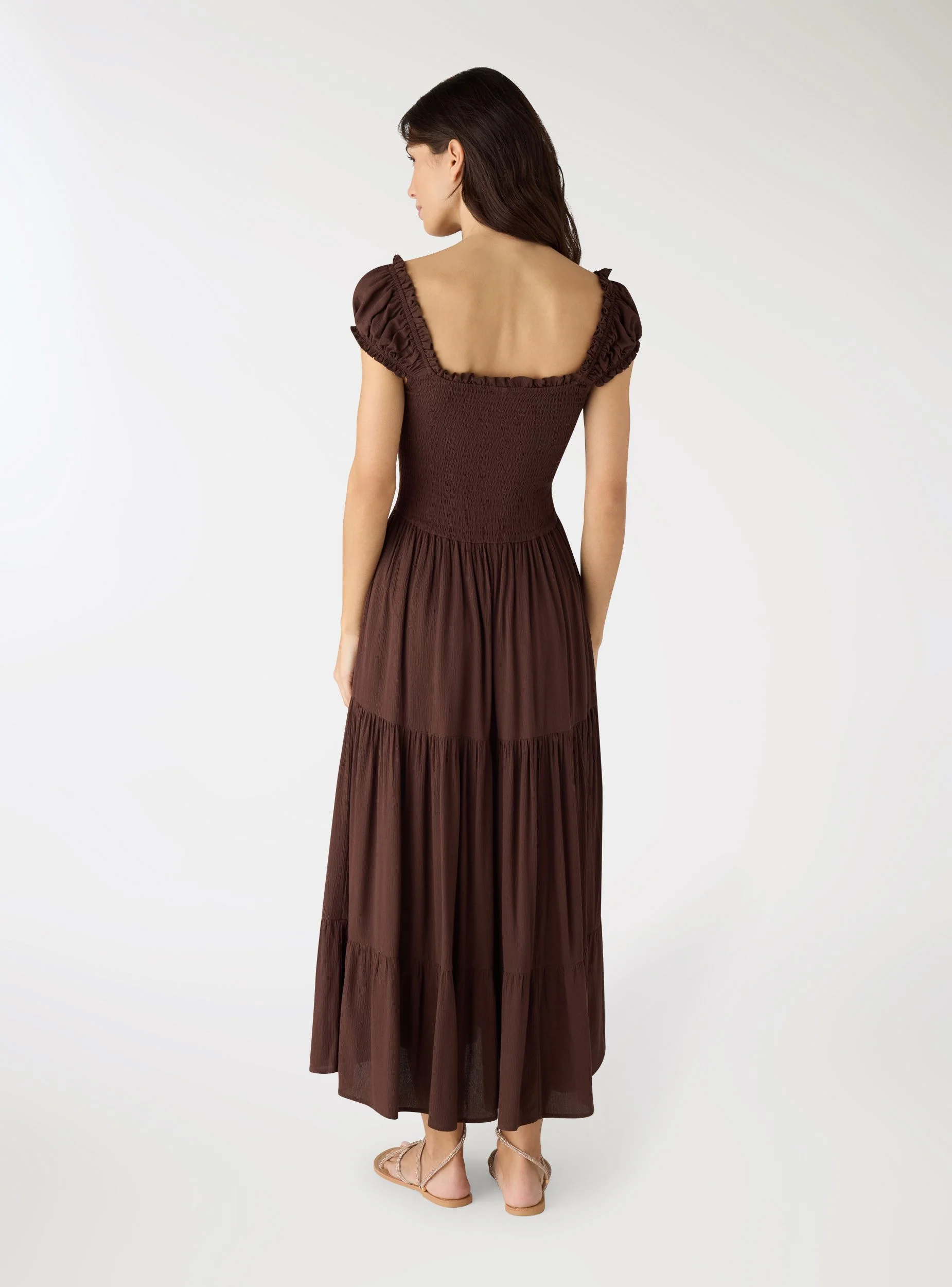 Vestito lungo a balze con spalline arricciate - Image 3