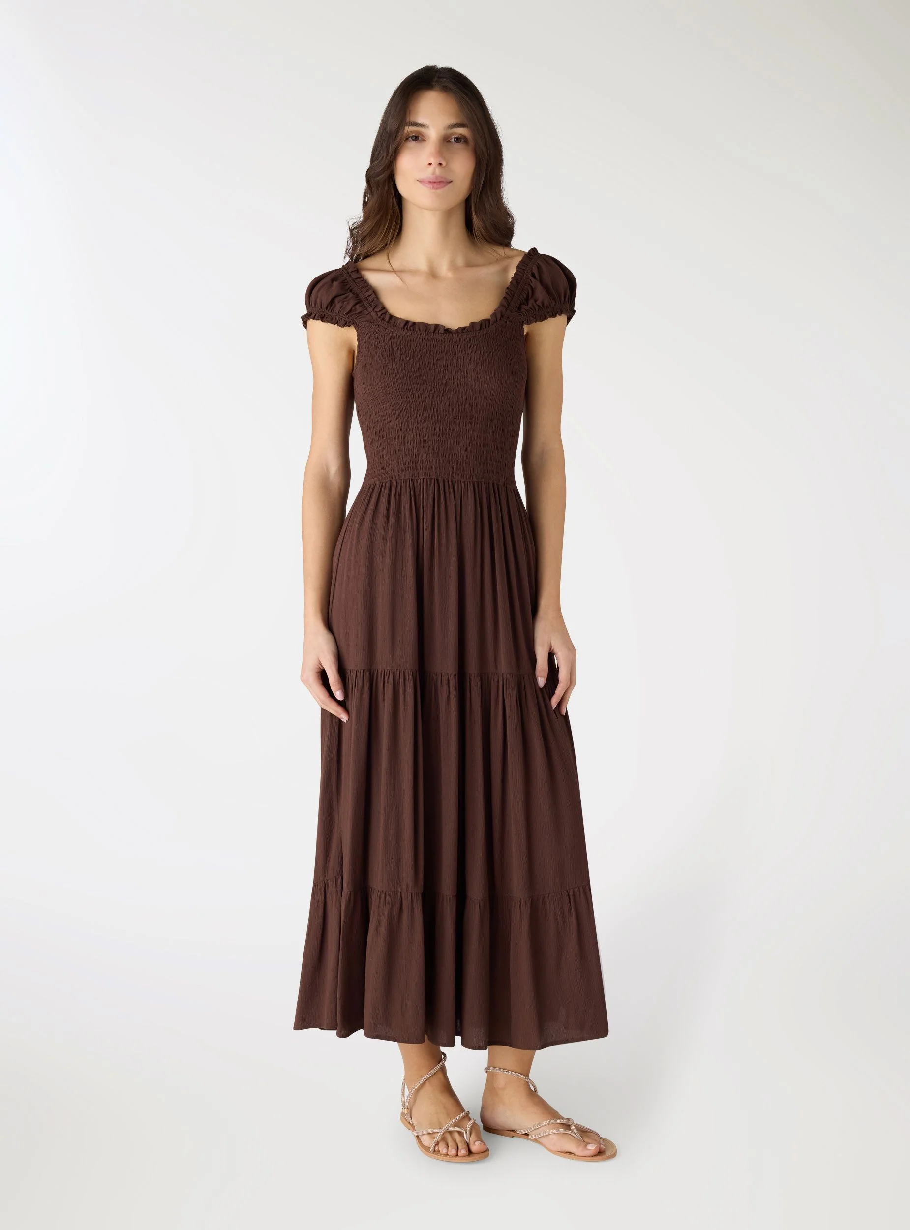 Vestito lungo a balze con spalline arricciate - Image 4