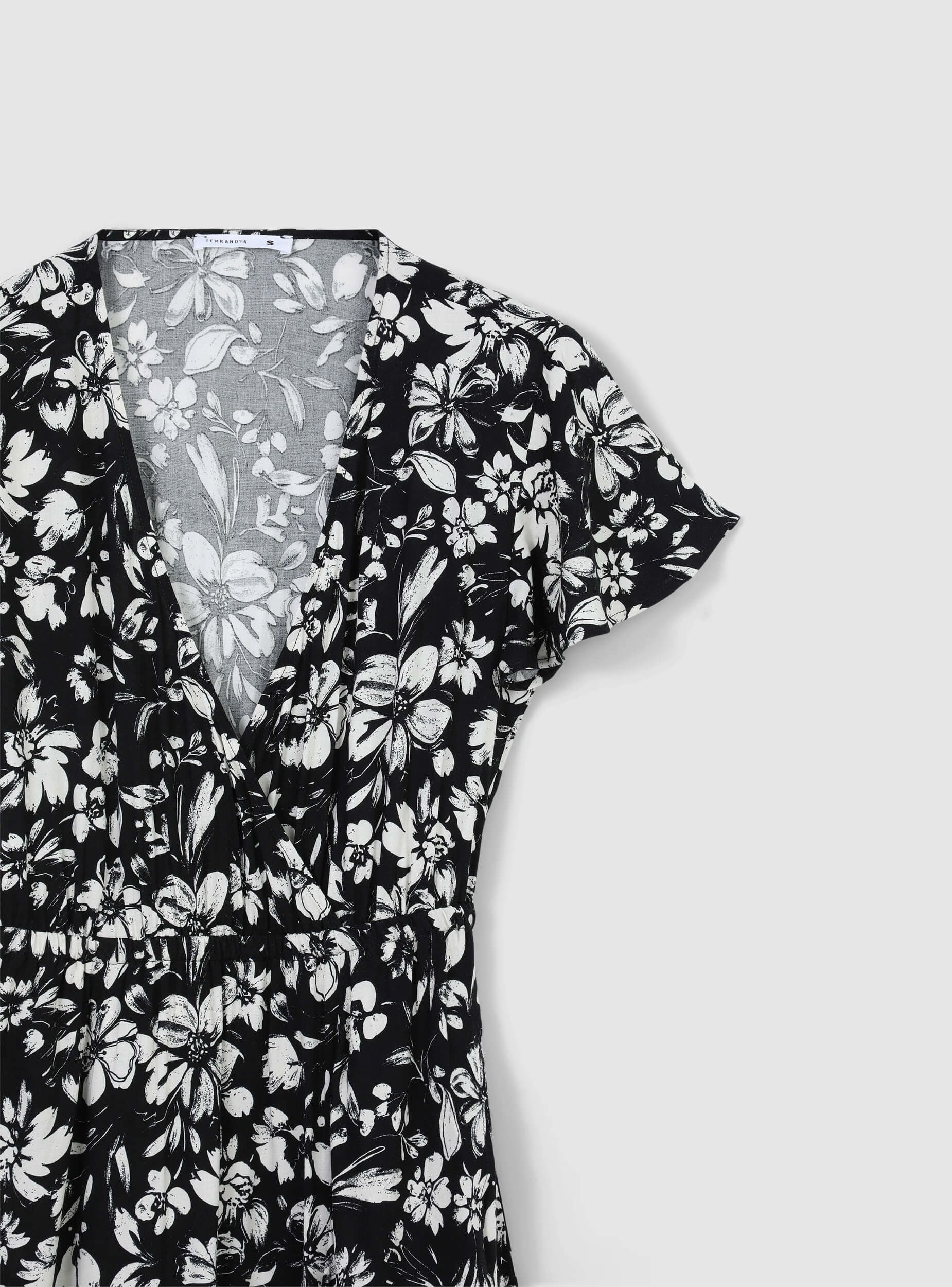 Vestito lungo a portafoglio con fiori grandi - Image 5
