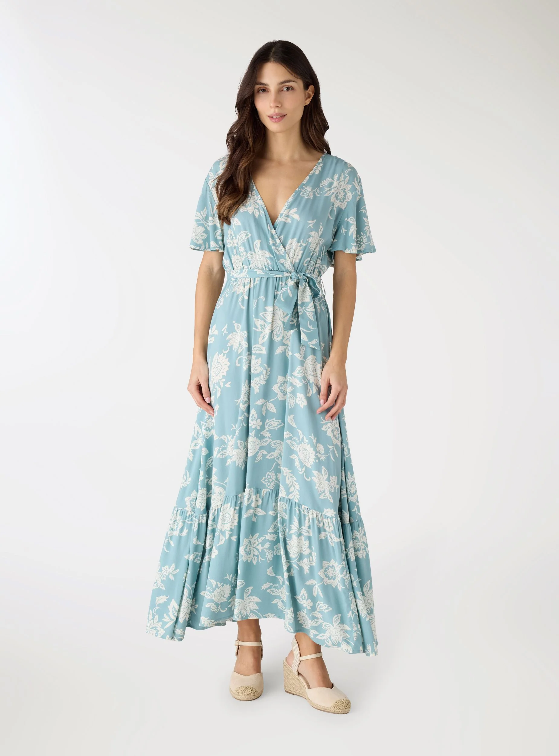 Vestito lungo a portafoglio con stampa fiori - Image 2