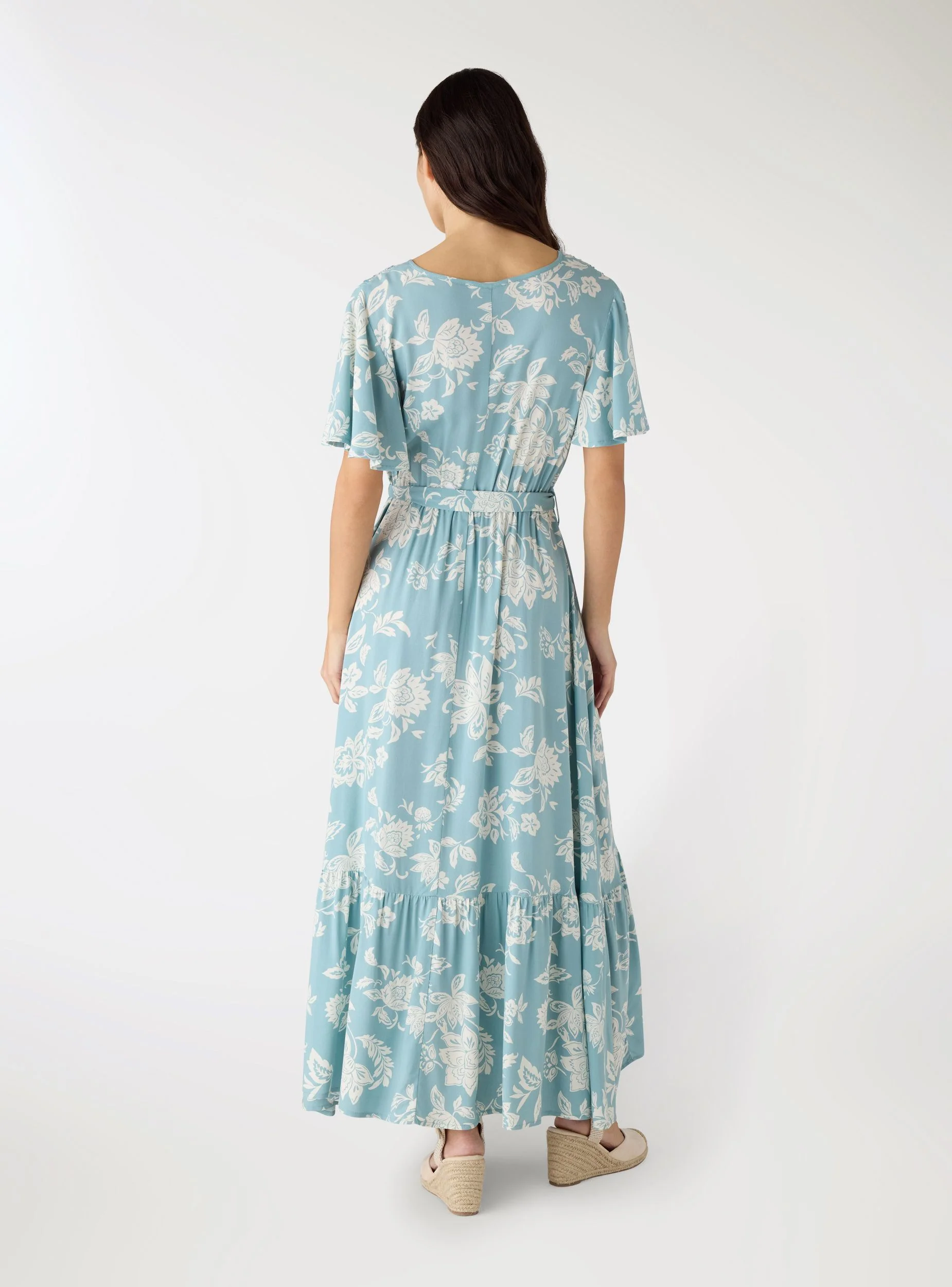 Vestito lungo a portafoglio con stampa fiori - Image 3