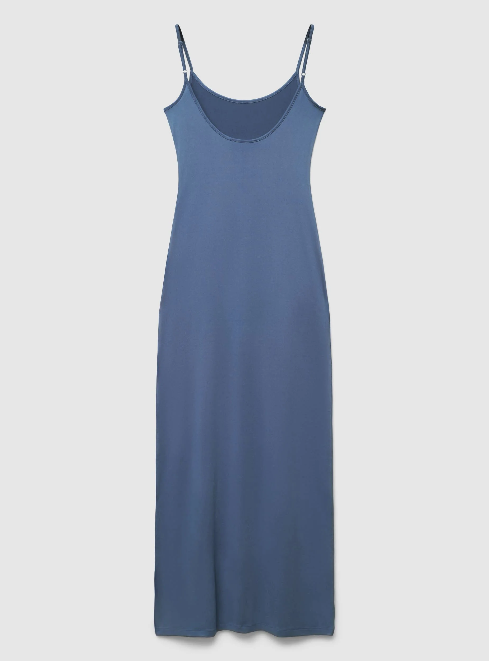 Vestito lungo a tinta unita con spalline sottili - Image 6