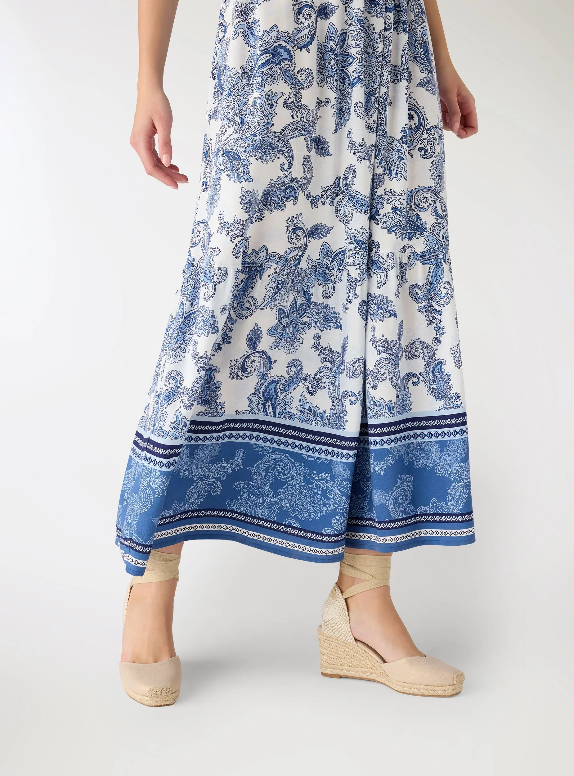 Vestito lungo all’americana con stampa ramage - Image 3