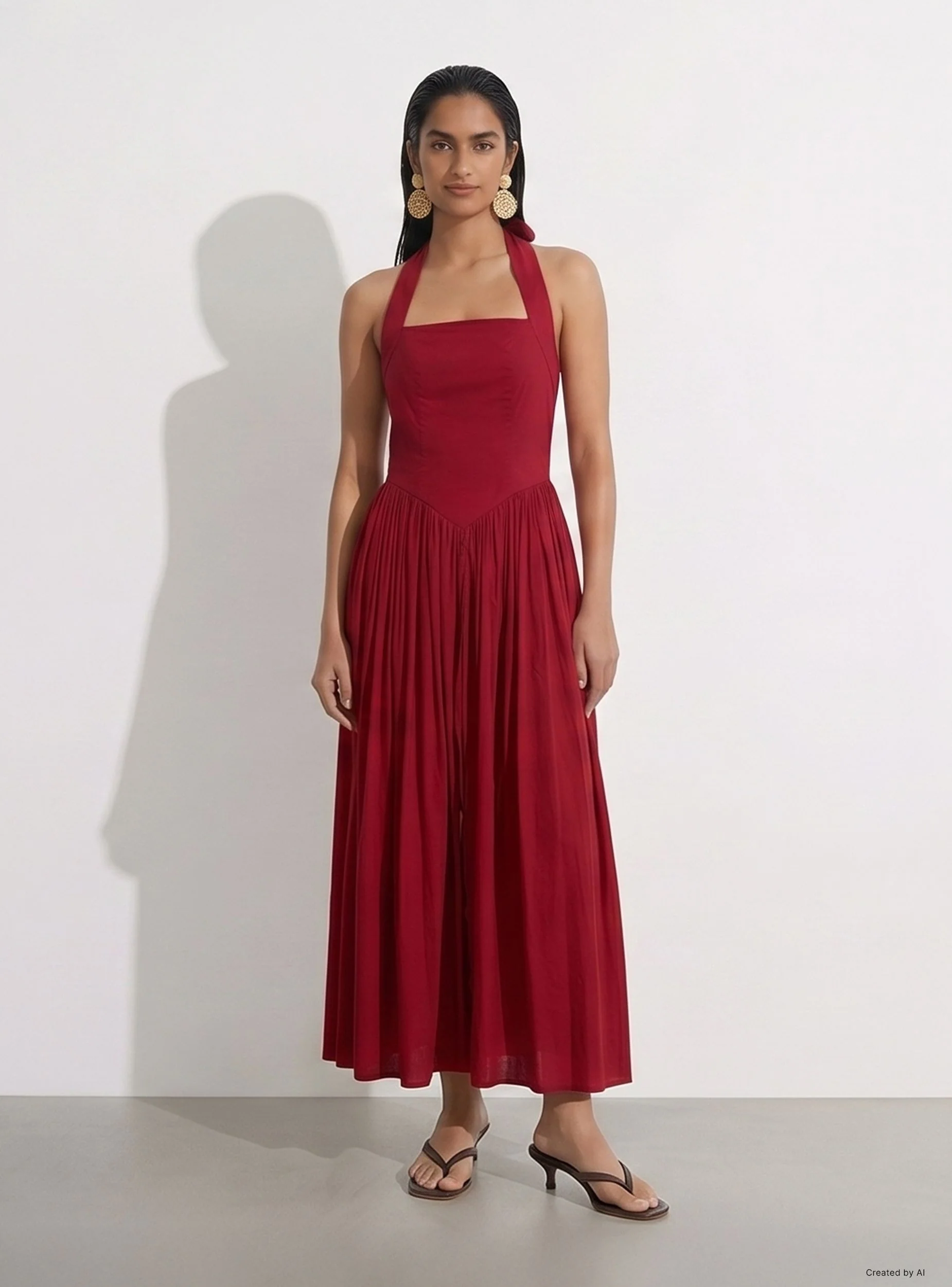 Vestito lungo bambolina con scollo all’americana - Image 8
