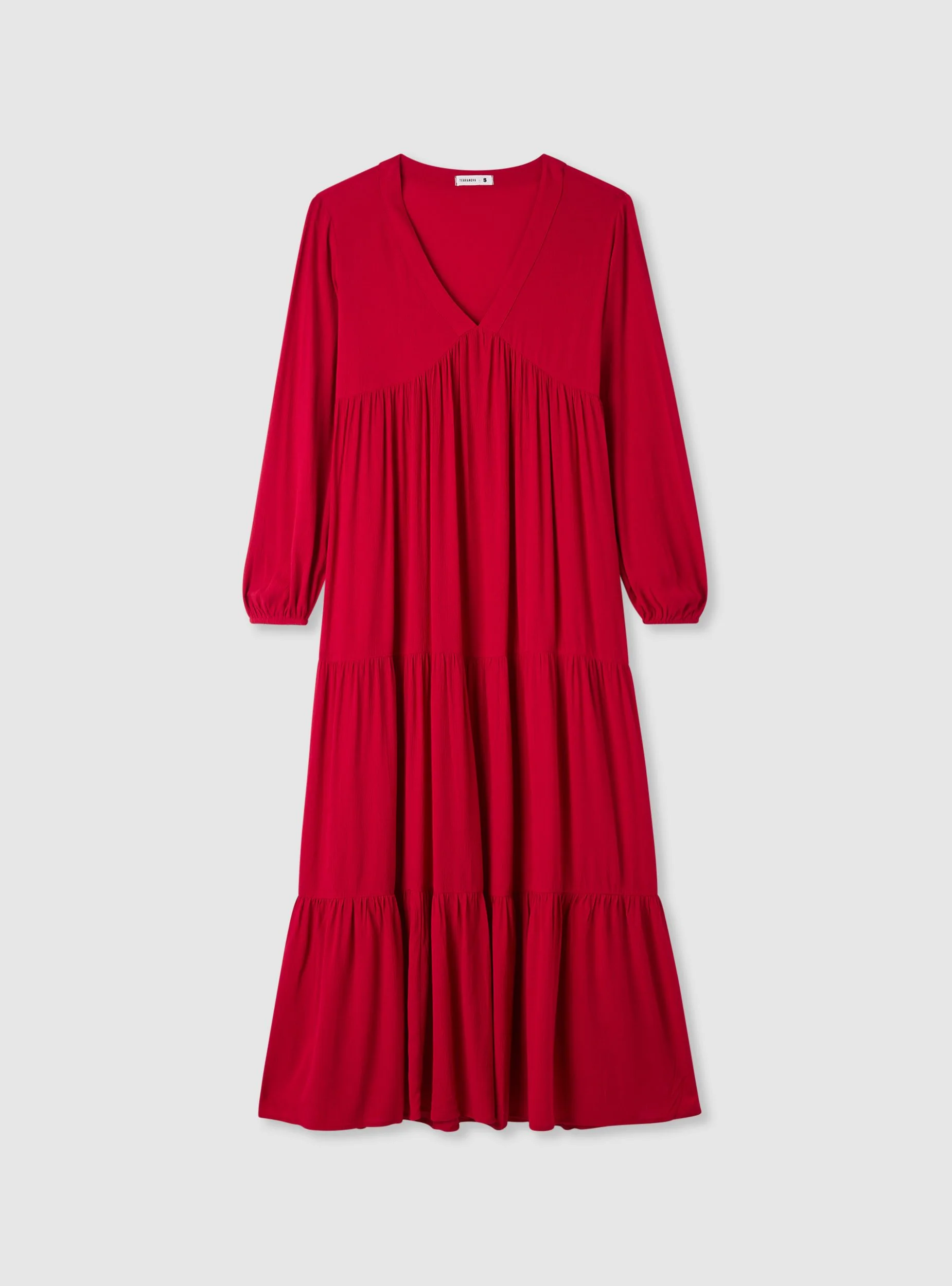 Vestito lungo con balze e scollo a V - Image 7