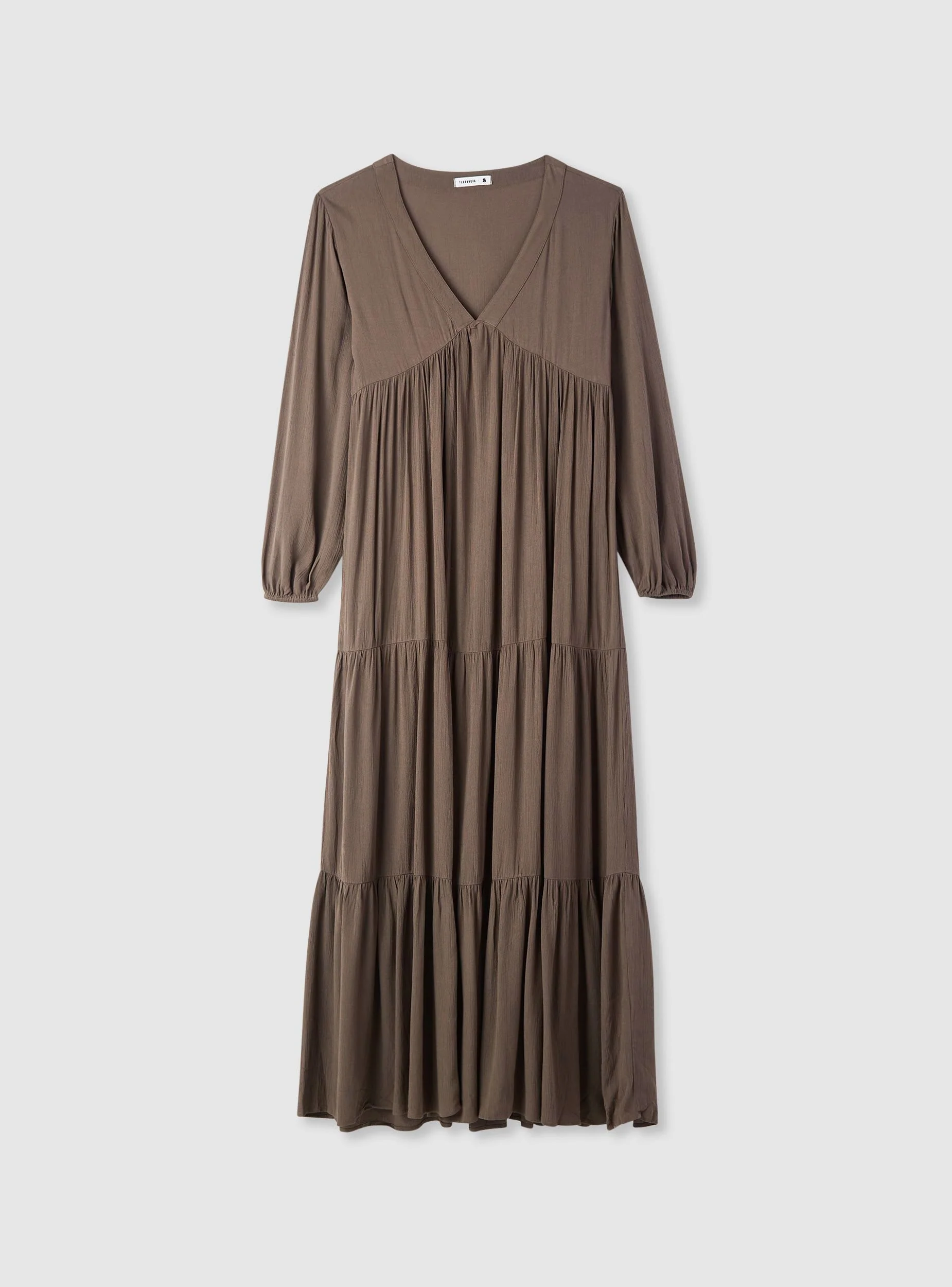 Vestito lungo con balze e scollo a V - Image 7
