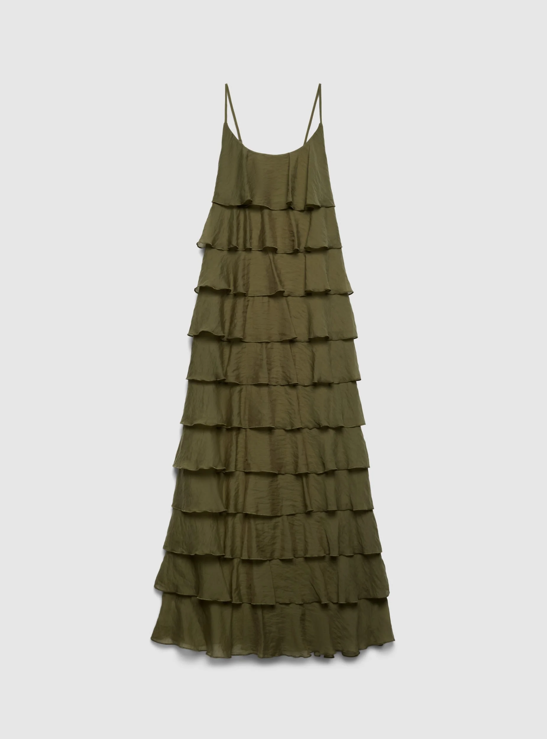 Vestito lungo con balze e spalline sottili - Image 5