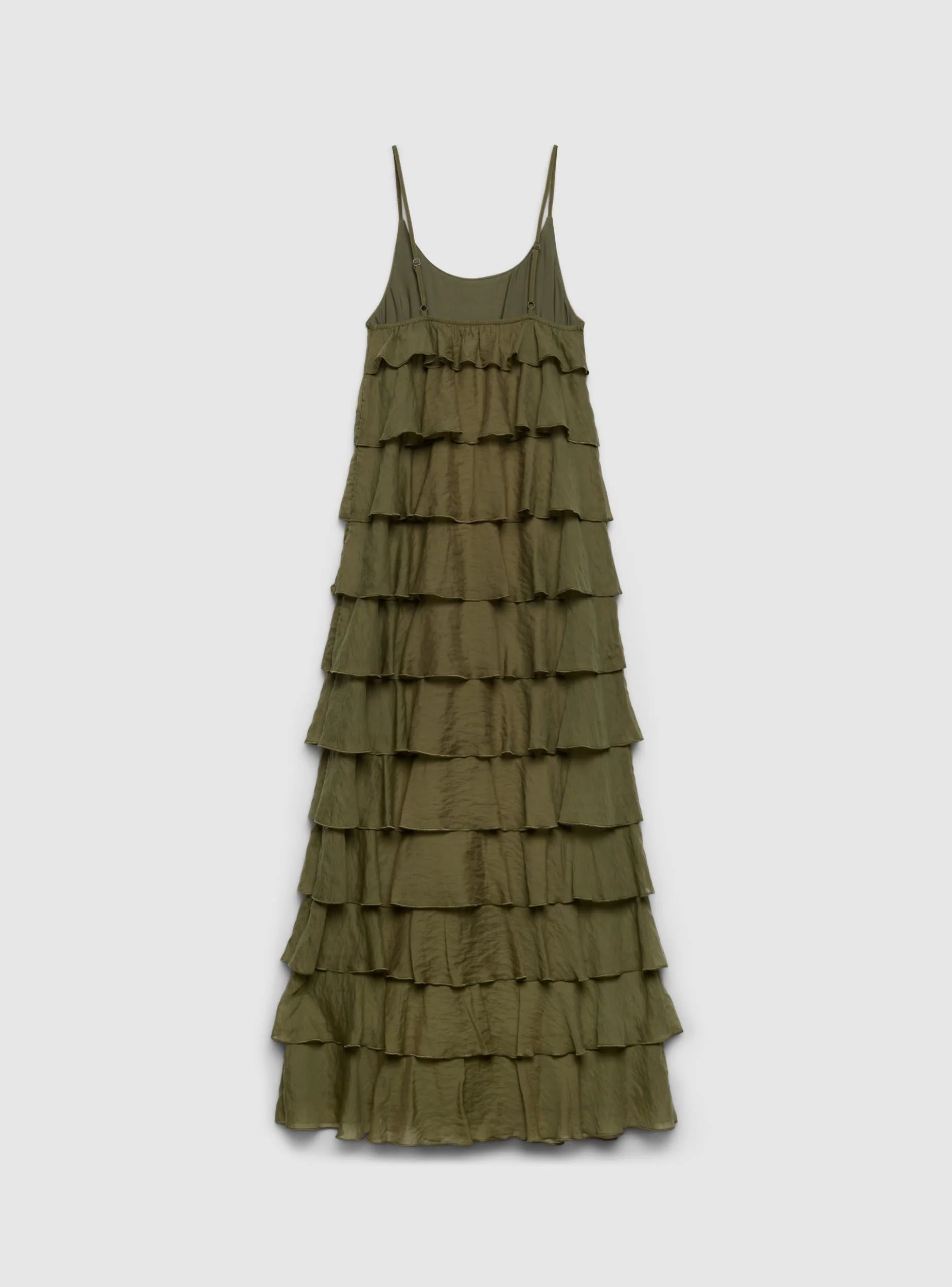 Vestito lungo con balze e spalline sottili - Image 6