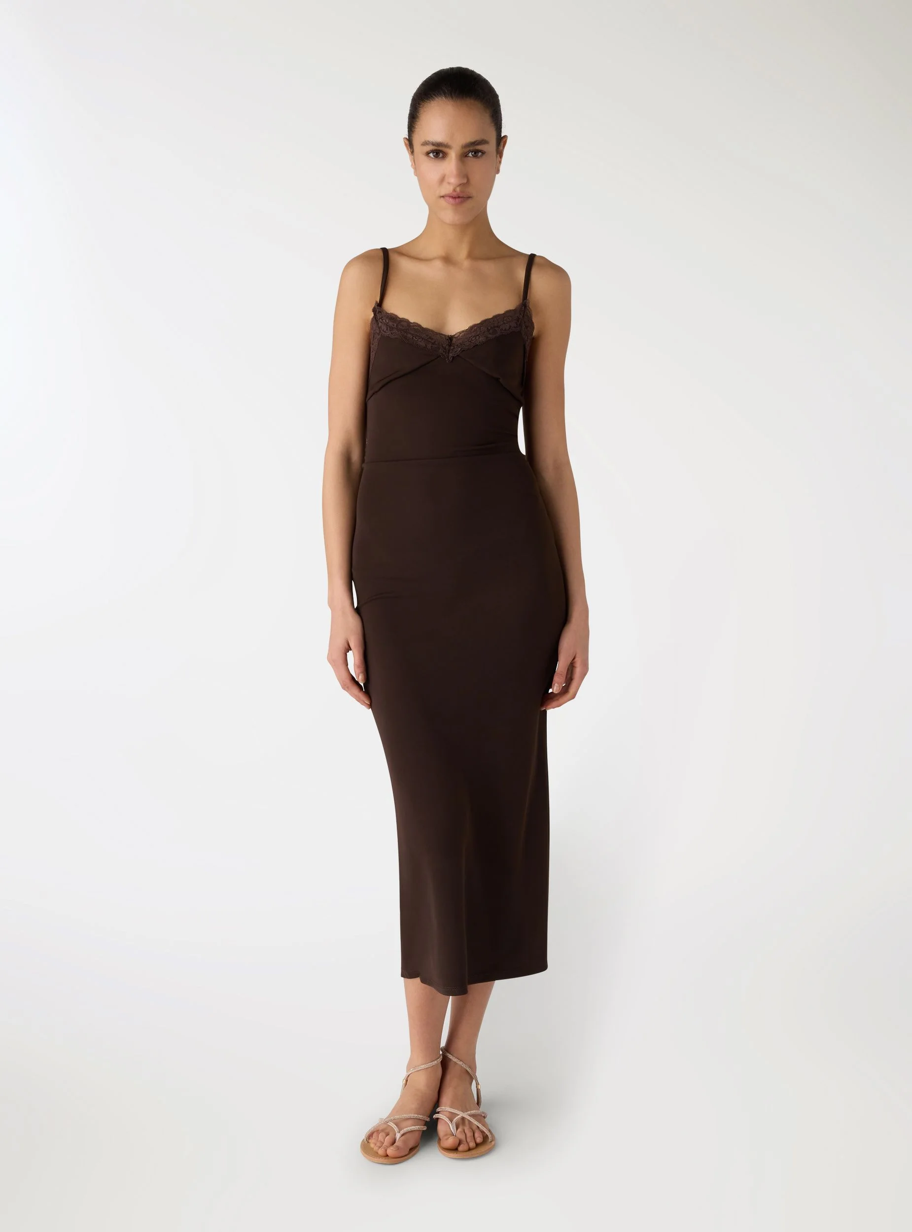 Vestito lungo con bordo in pizzo - Image 2